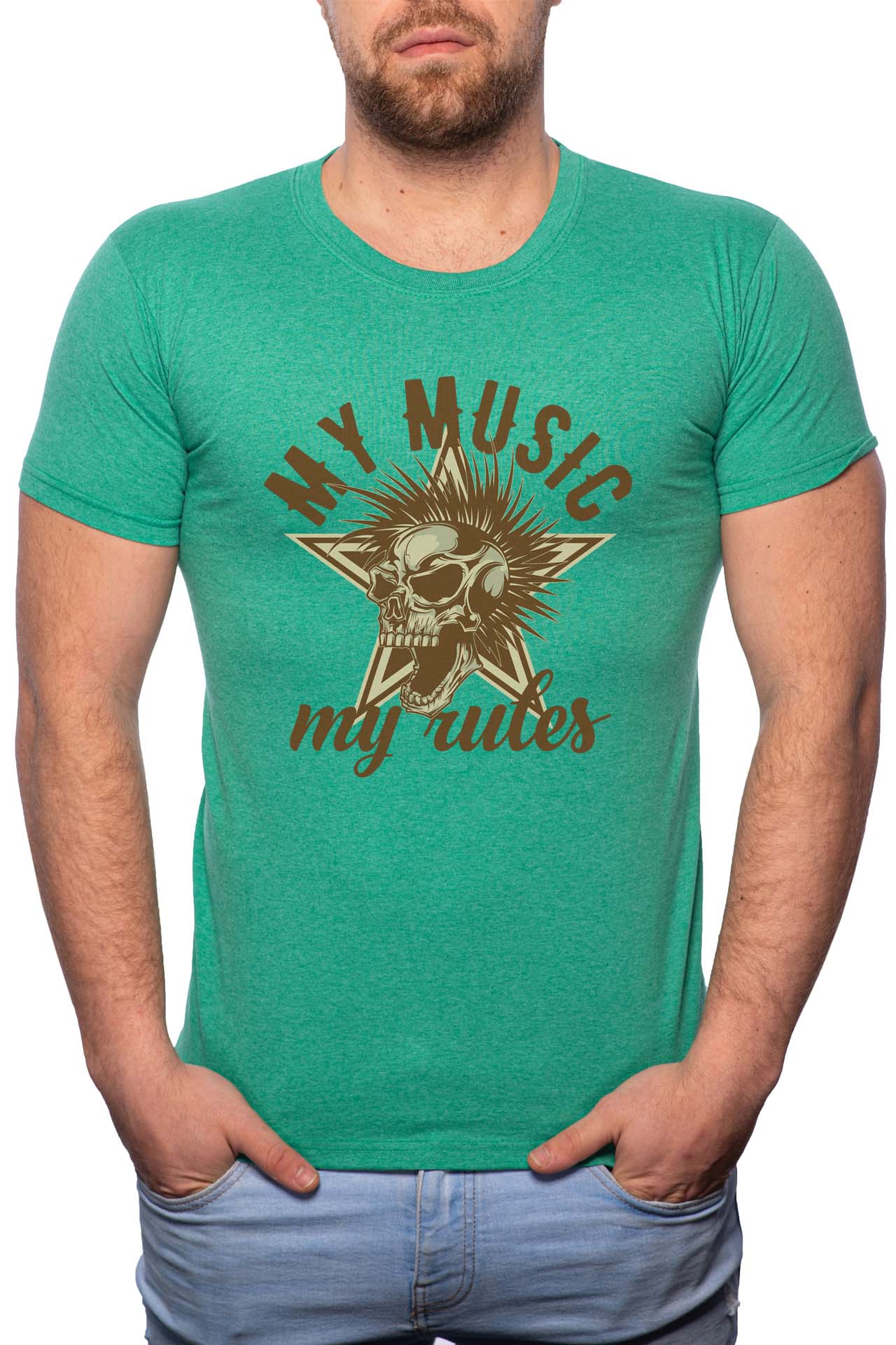 Tricou barbati, My Music My Rules, 100% Bumbac, GM296, Verde