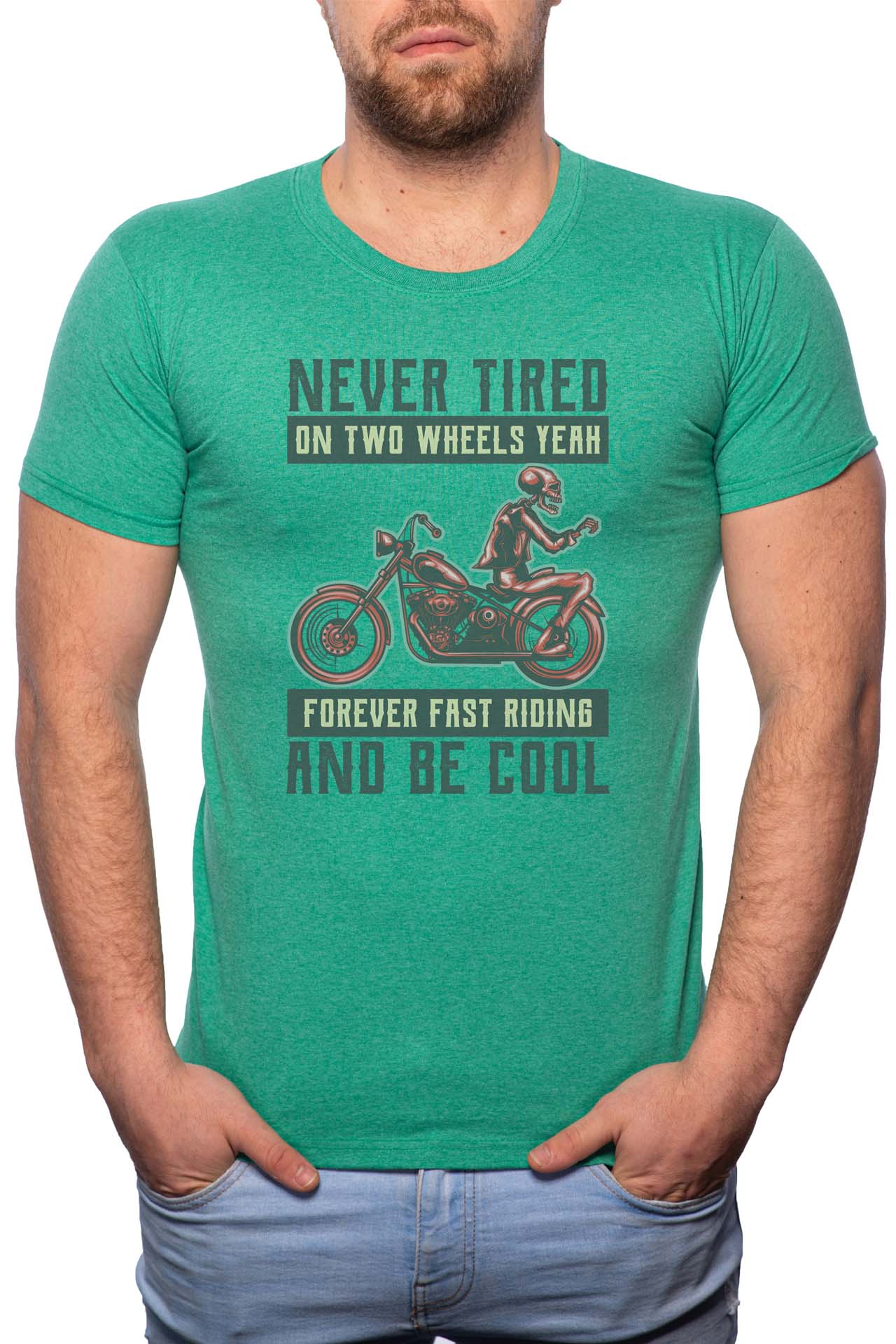 Tricou barbati, Never Tired, 100% Bumbac, B299, Verde