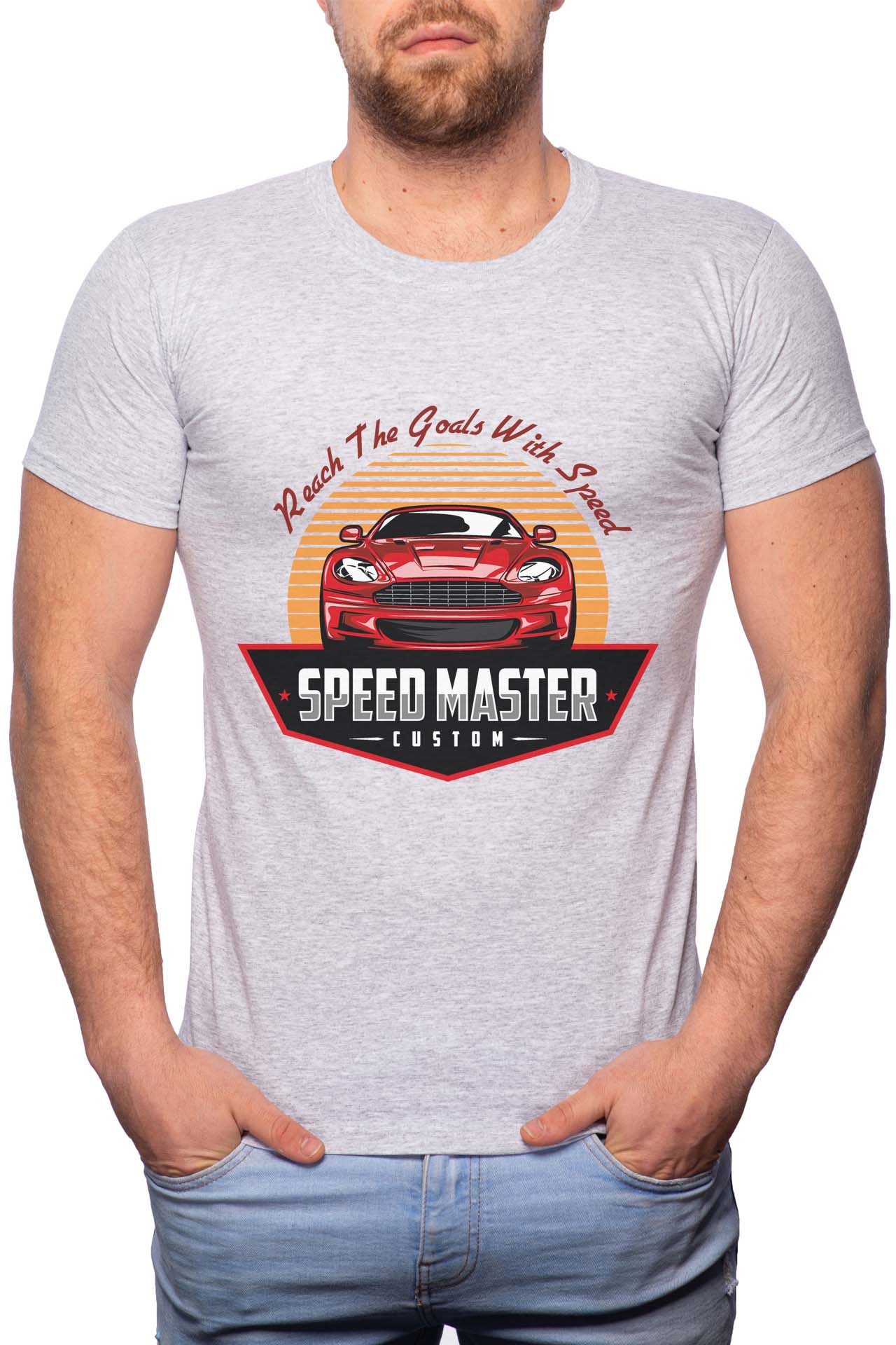 Tricou barbati, Speed Master, 100% Bumbac, GR301, Gri