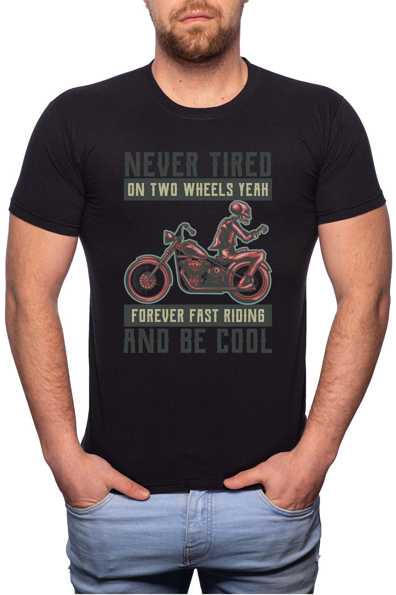 Tricou barbati, Never Tired, 100% Bumbac, B299, Negru