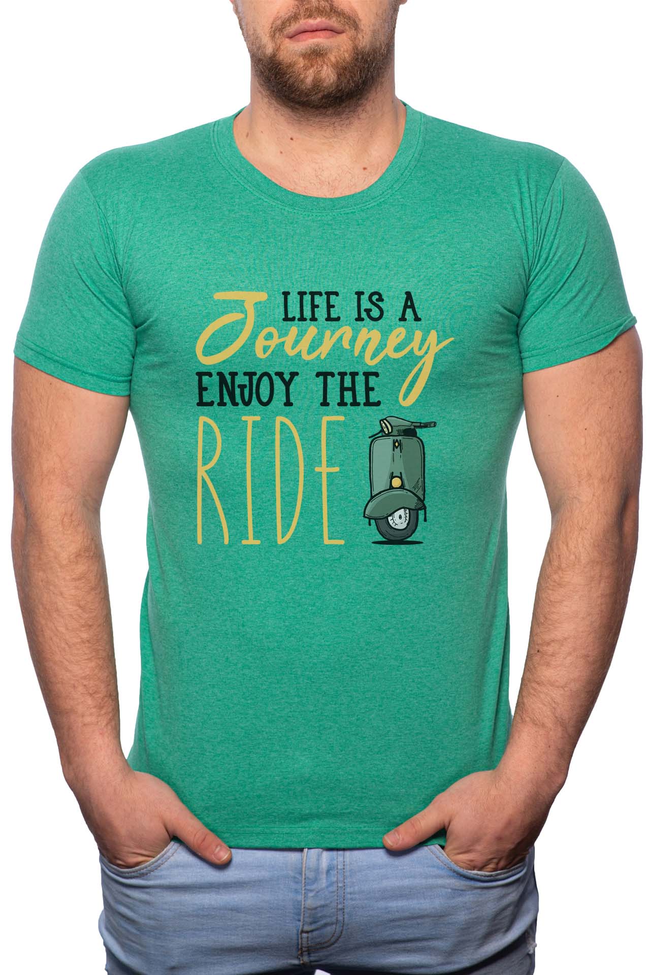 Tricou barbati, Life Is A Journey, 100% Bumbac, GM298, Verde