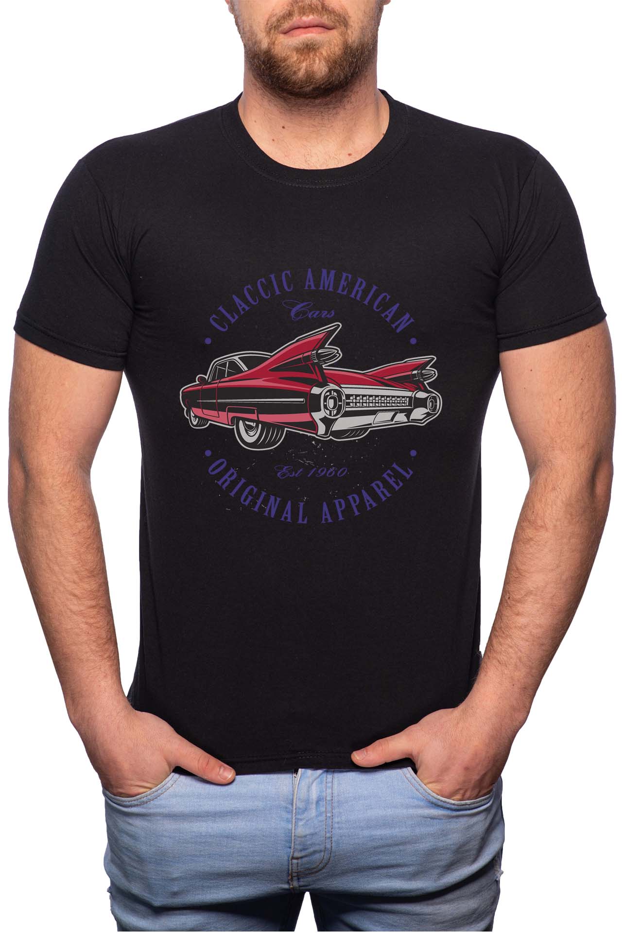 Tricou barbati, Classic American Car, 100% Bumbac, G302, Negru