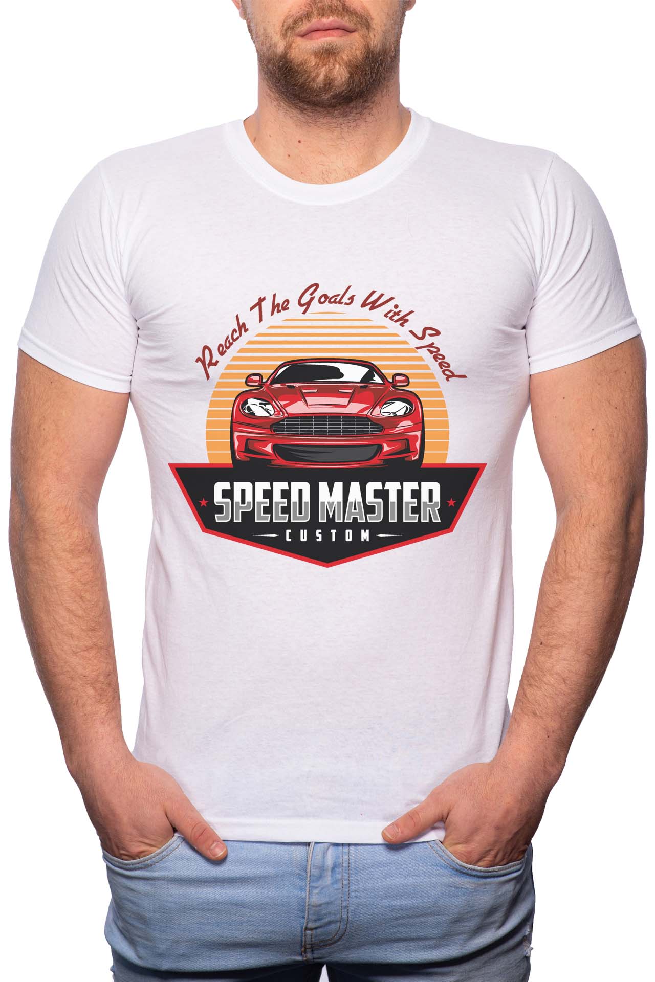 Tricou barbati, Speed Master, 100% Bumbac, GR301, Alb