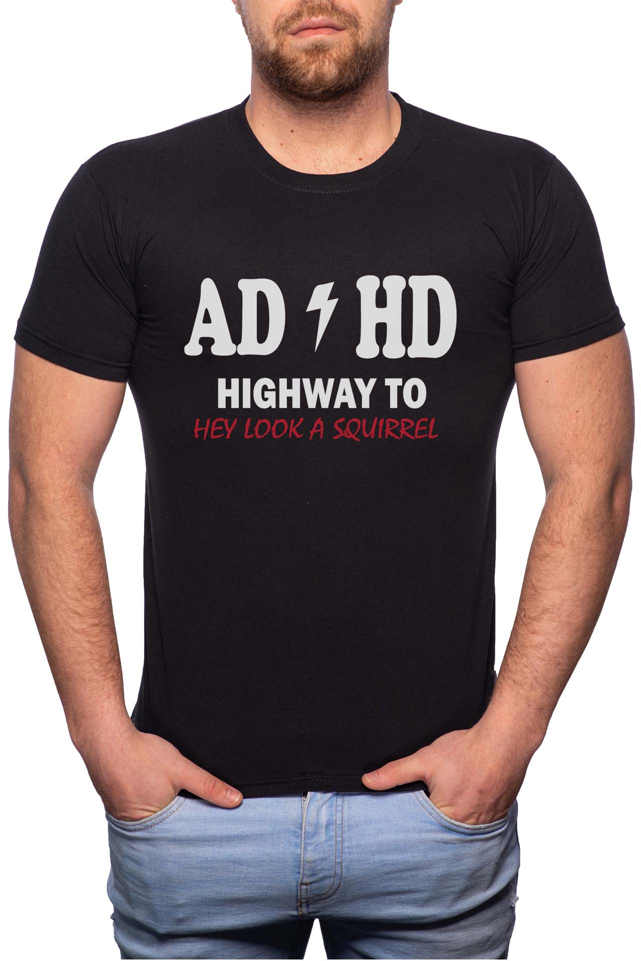 Tricou barbati, ADHD, 100% Bumbac, B320, Negru