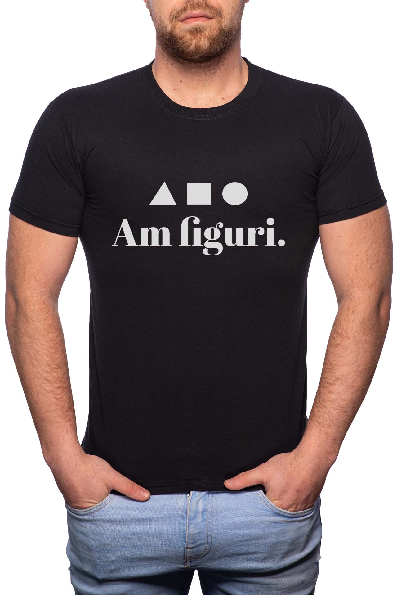Tricou barbati, Am Figuri, 100% Bumbac, GR324, Negru
