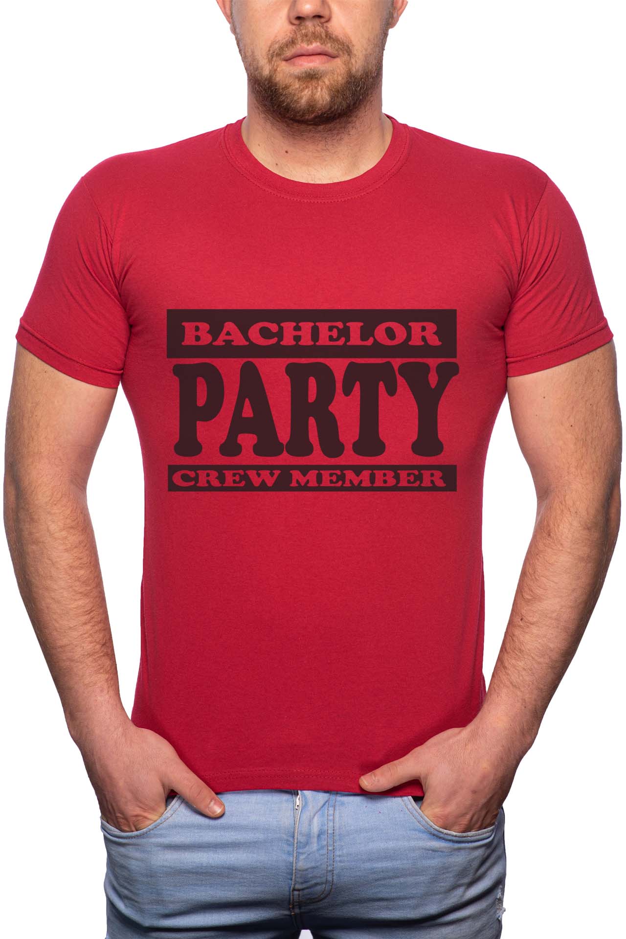 Tricou barbati, Bachelor Party, 100% Bumbac, B331, Rosu Bordeaux
