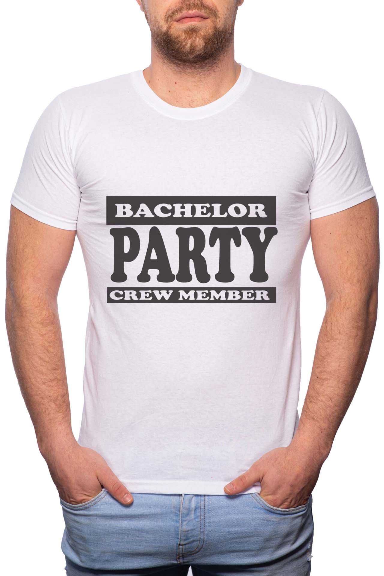 Tricou barbati, Bachelor Party, 100% Bumbac, B331, Alb