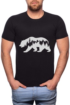 Tricou barbati, Bear, 100% Bumbac, W333, Negru Tricou barbati, Bear, 100% Bumbac, W333, Negru