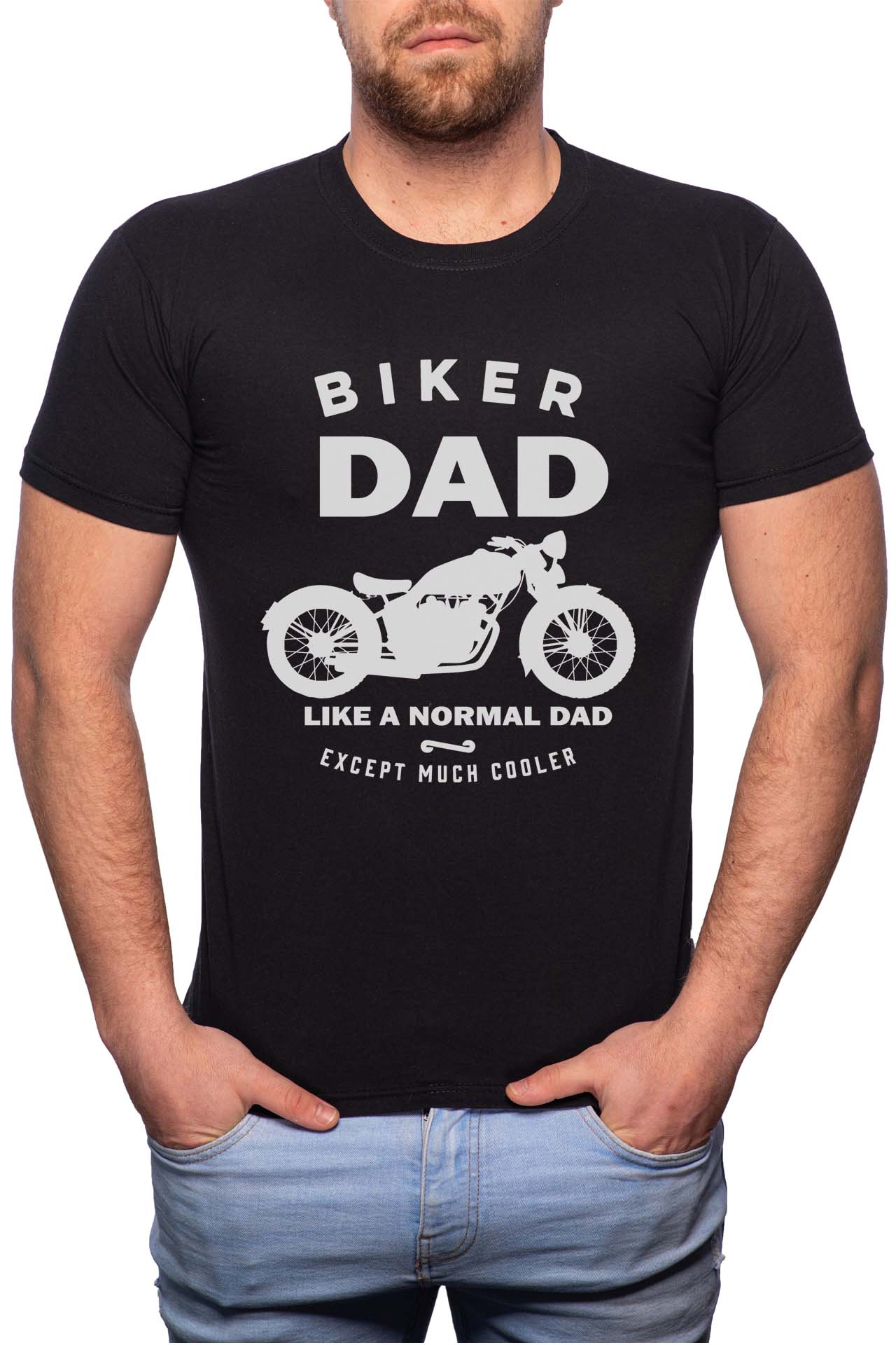 Tricou barbati, Biker Dad, 100% Bumbac, GR336, Negru