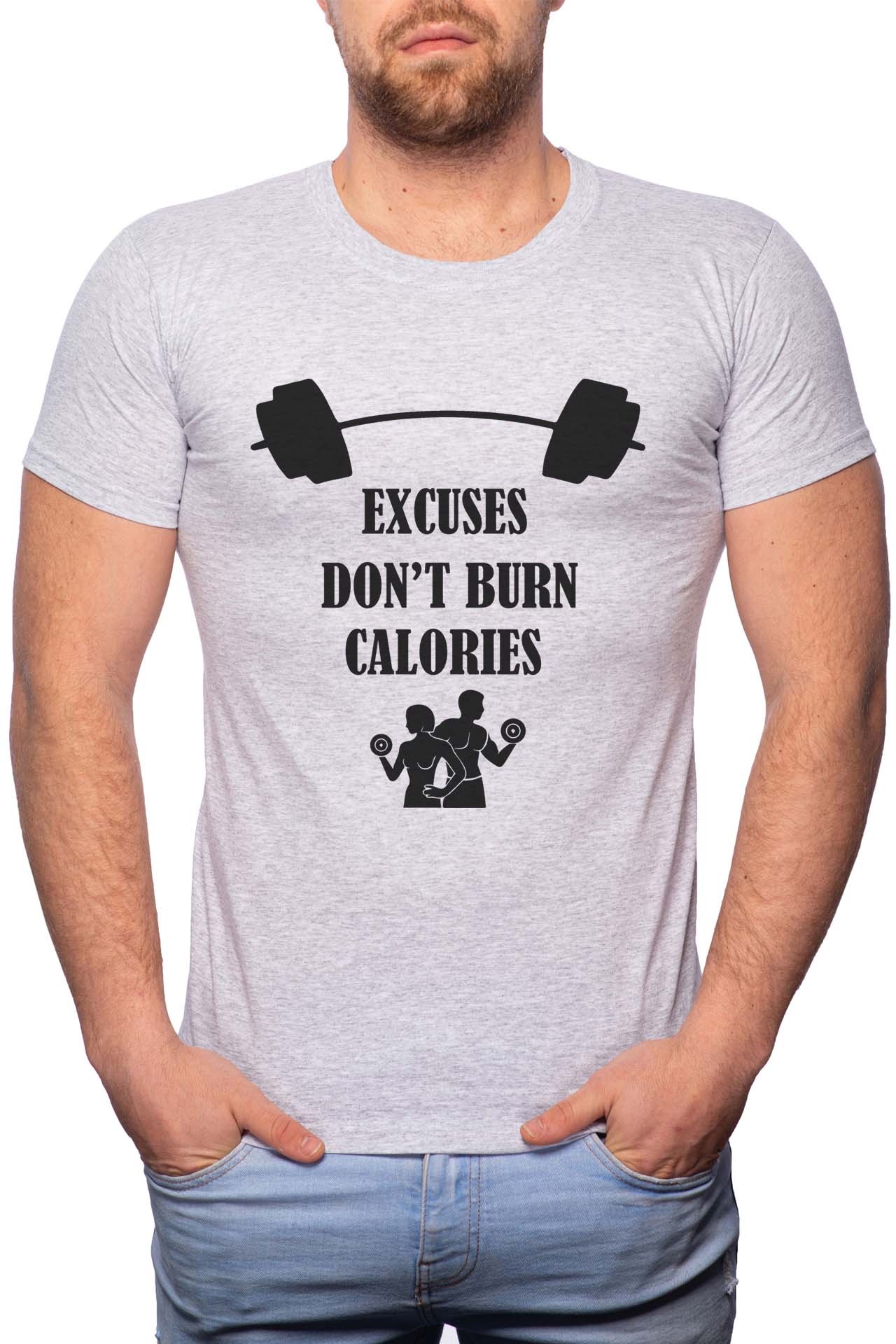 Tricou barbati, Excuses, 100% Bumbac, GR342, Gri