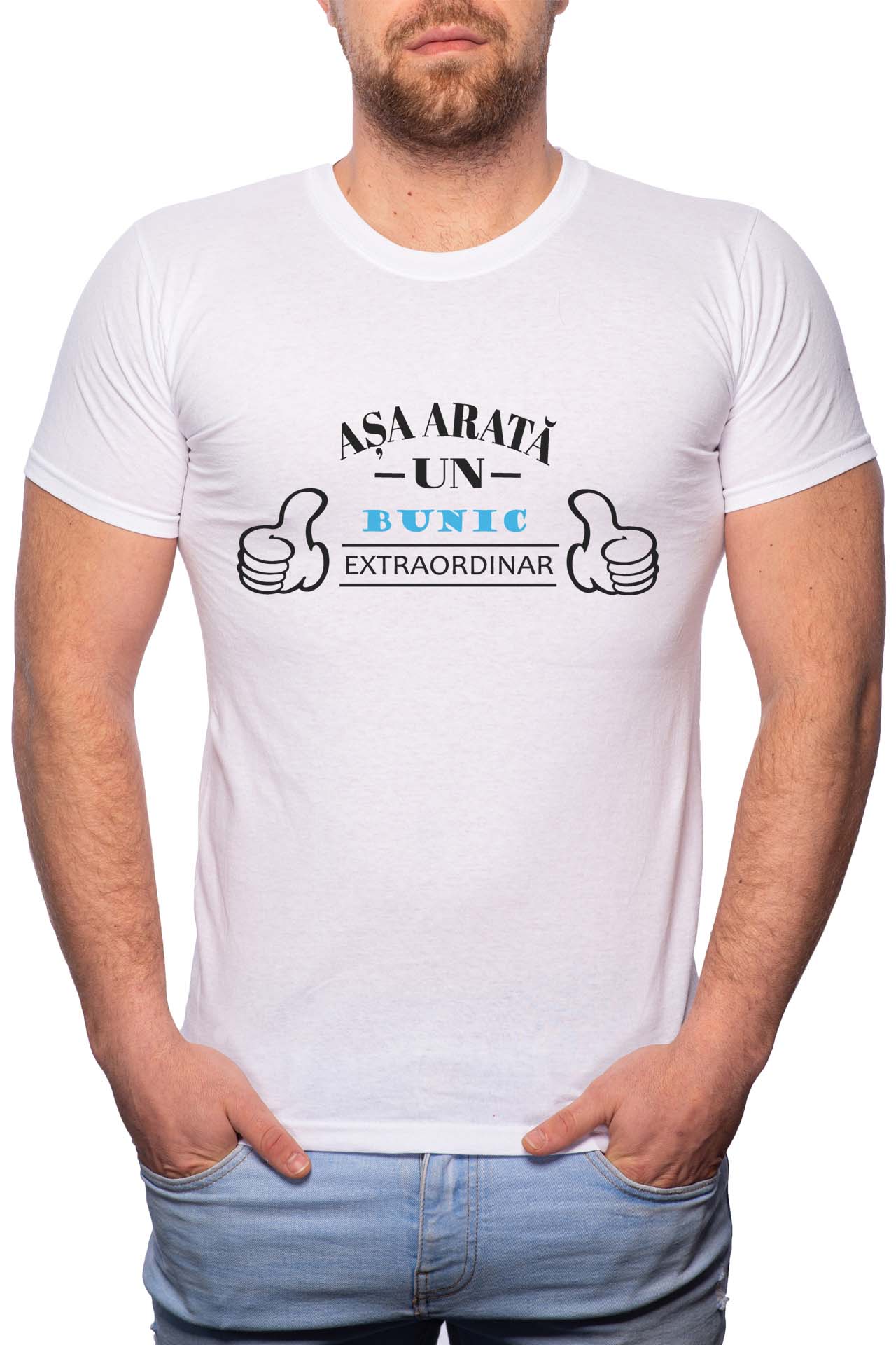 Tricou barbati, Bunic Extraordinar, 100% Bumbac, B341, Alb