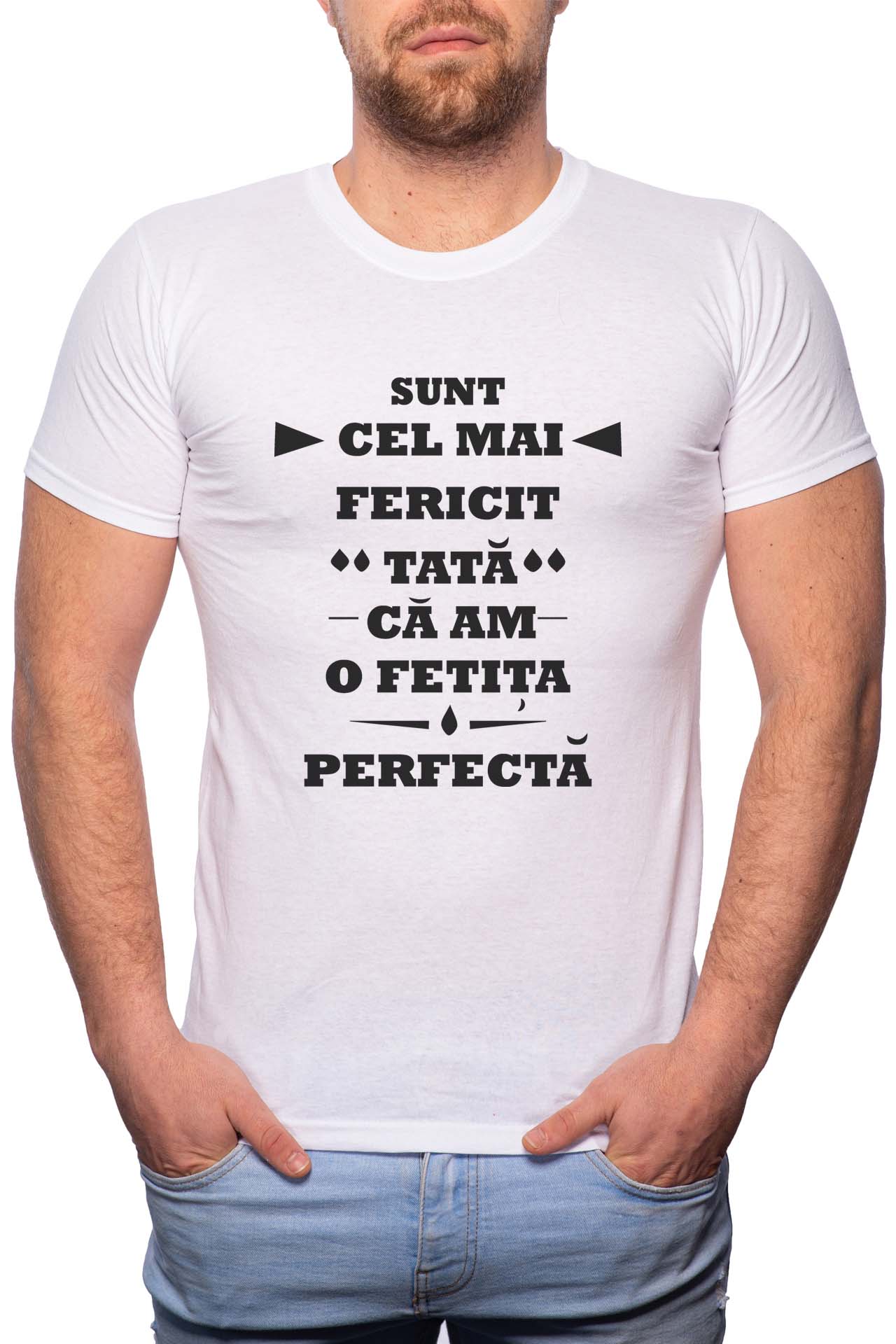 Tricou barbati, Tata, 100% Bumbac, W345, Alb