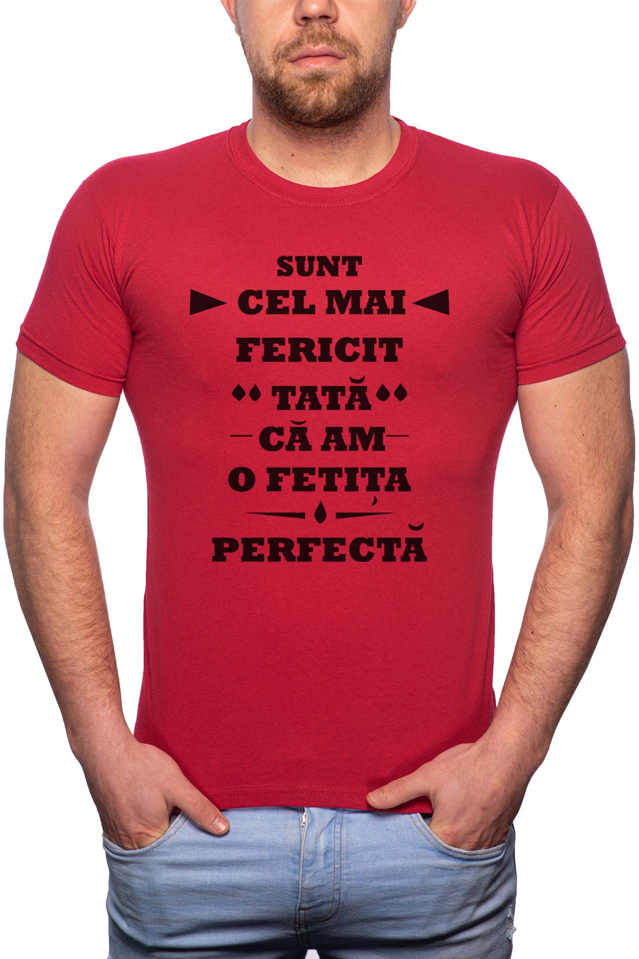 Tricou barbati, Tata, 100% Bumbac, W345, Rosu Bordeaux
