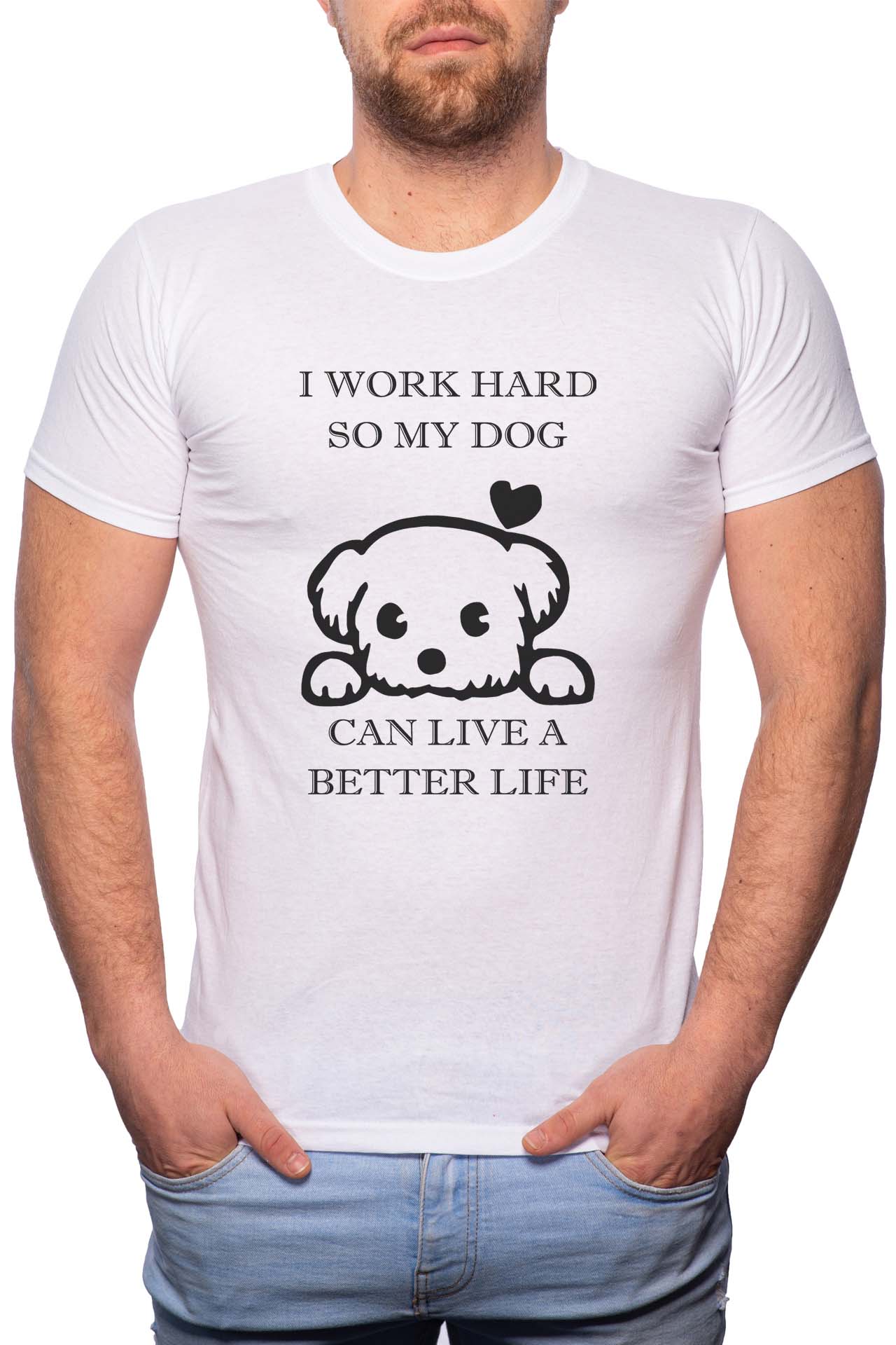 Tricou barbati, My Dog, 100% Bumbac, GM347, Alb