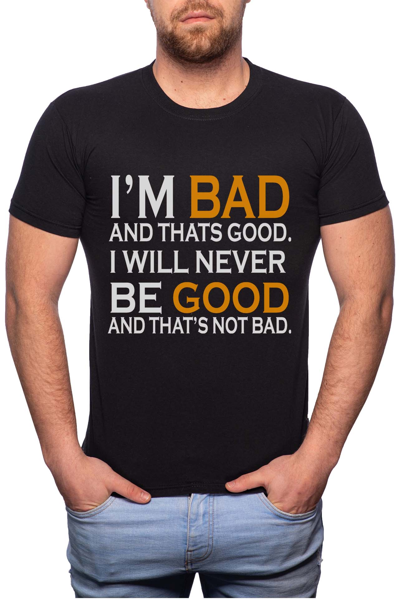 Tricou barbati, I'm Bad, 100% Bumbac, GR138, Negru