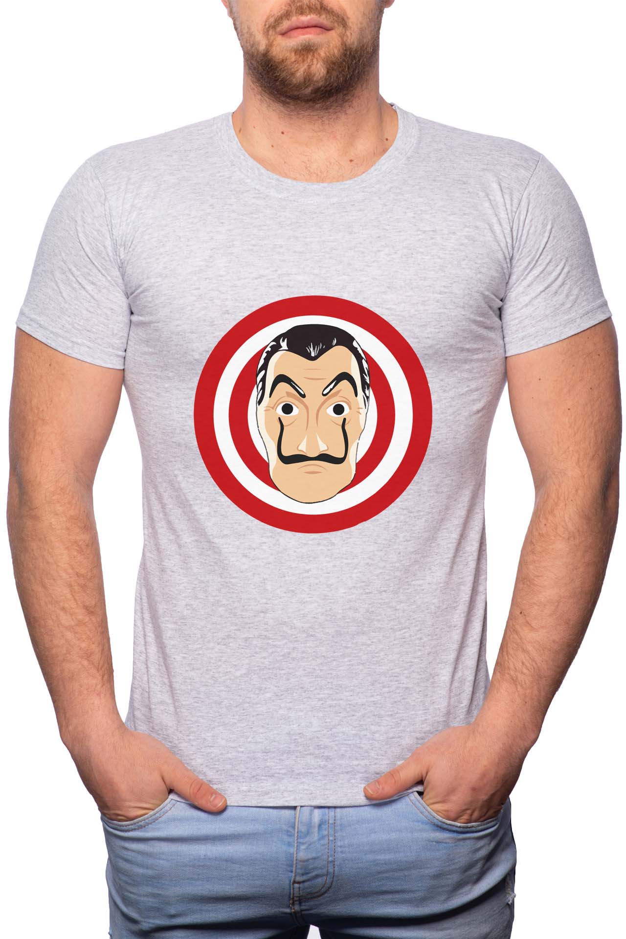 Tricou barbati, La Casa De Papel, 100% Bumbac, G142, Gri