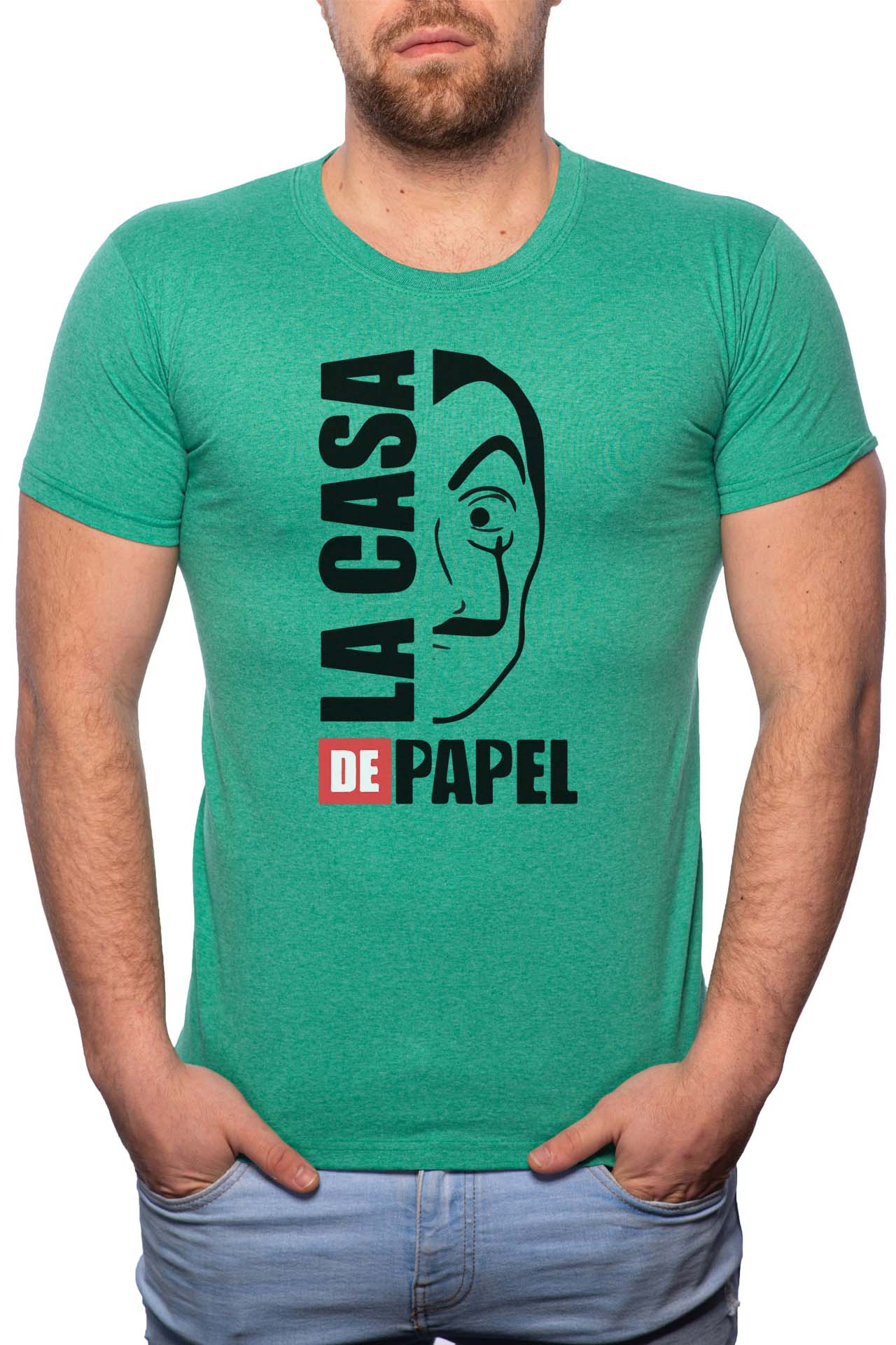 Tricou barbati, La Casa De Papel, 100% Bumbac, GR141, Verde