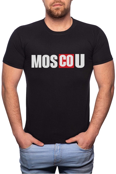 Мъжка тениска, La Casa De Papel - Москва, Памук 100%, B148, Черна, XL