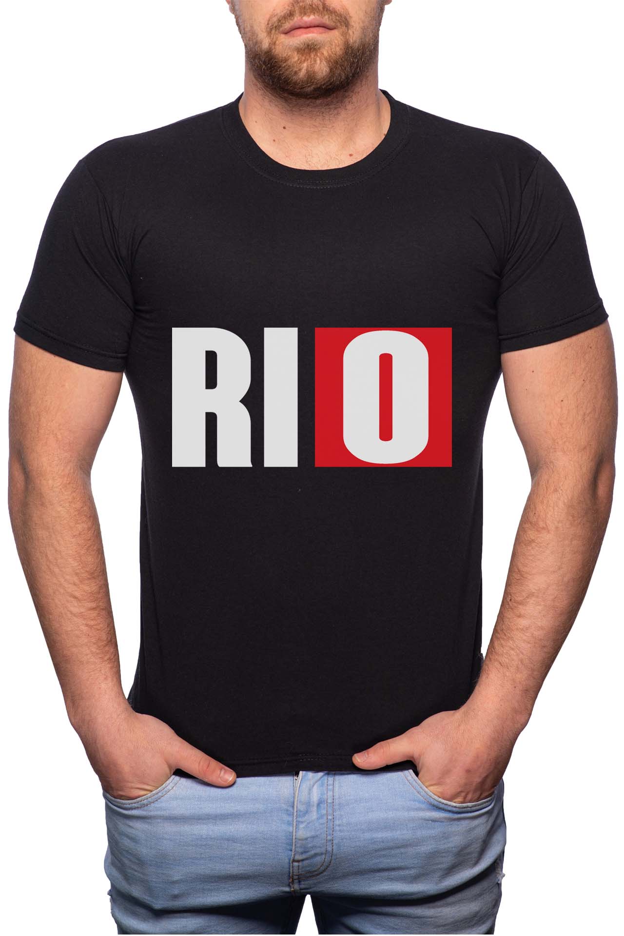 Tricou barbati, La Casa De Papel - Rio, 100% Bumbac, GM147, Negru