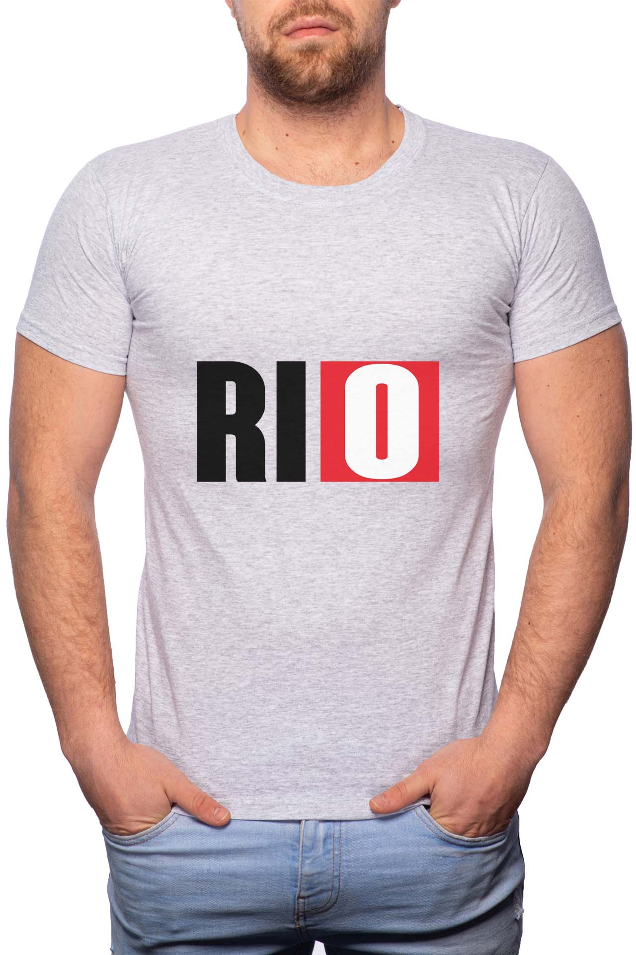 Tricou barbati, La Casa De Papel - Rio, 100% Bumbac, GM147, Gri