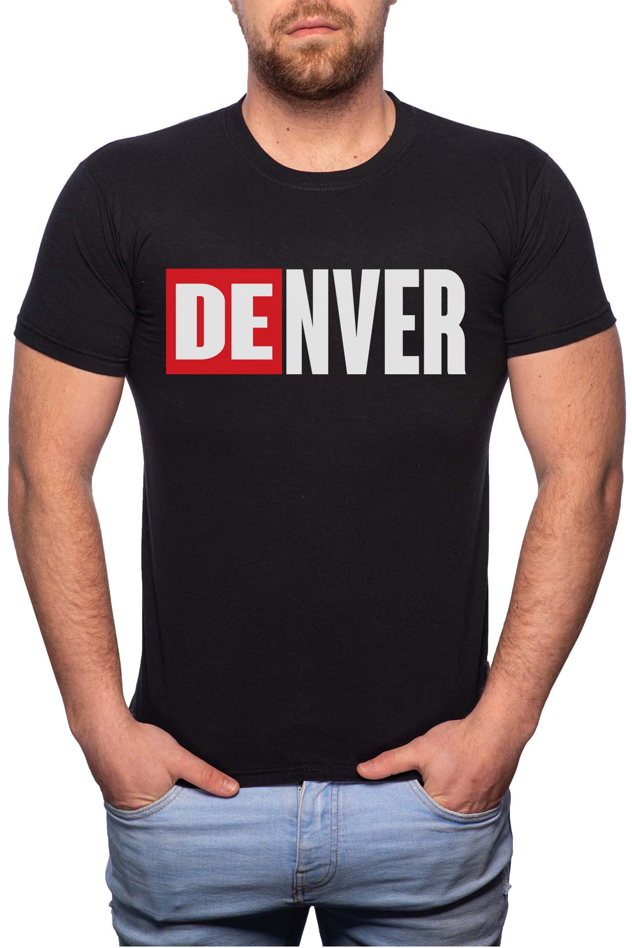 Tricou barbati, La Casa De Papel - Denver, 100% Bumbac, GM149, Negru