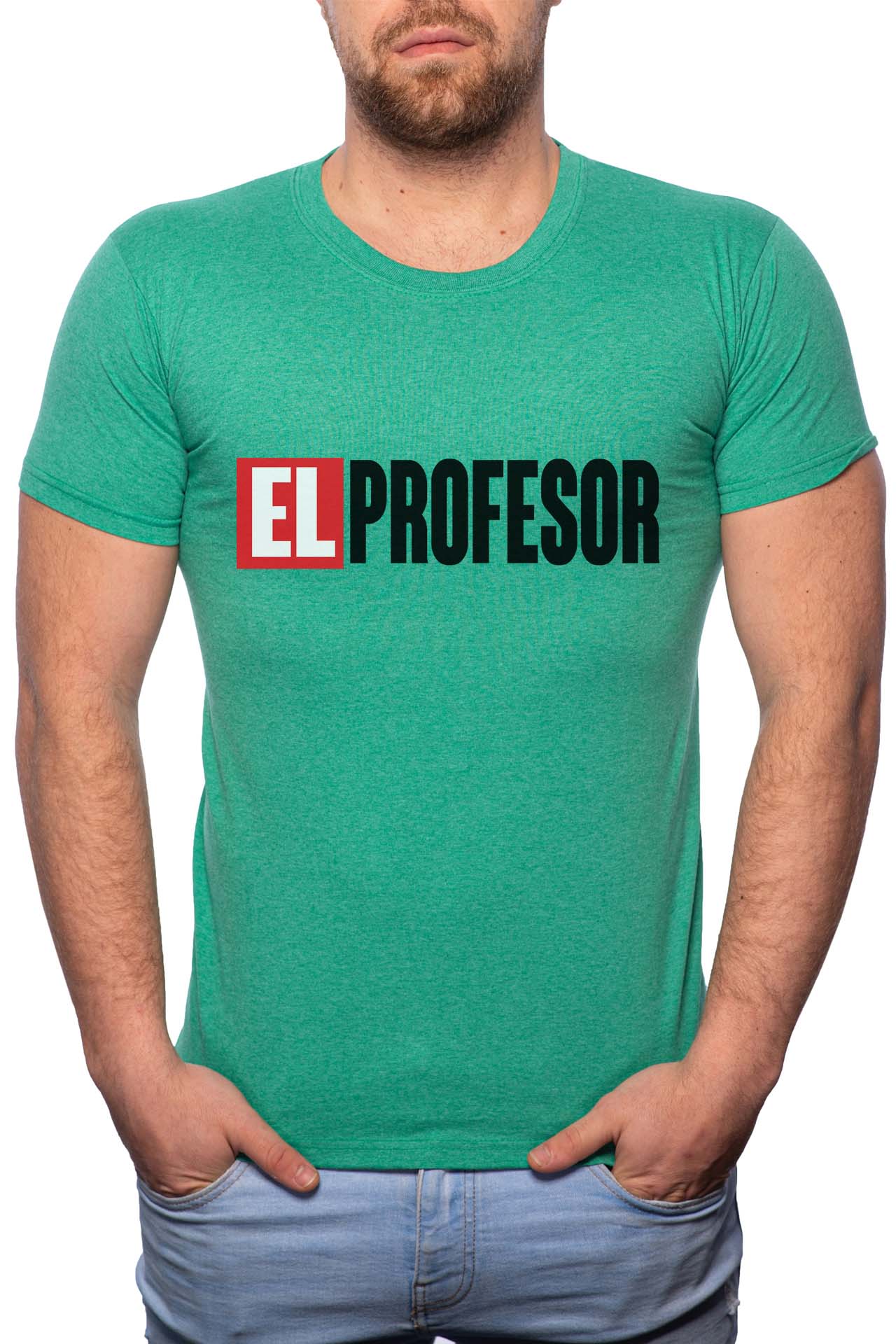 Tricou barbati, La Casa De Papel - El profesor, 100% Bumbac, B152, Verde