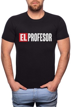 Tricou barbati, La Casa De Papel - El profesor, 100% Bumbac, B152, Negru Tricou barbati, La Casa De Papel - El profesor, 100% Bumbac, B152, Negru