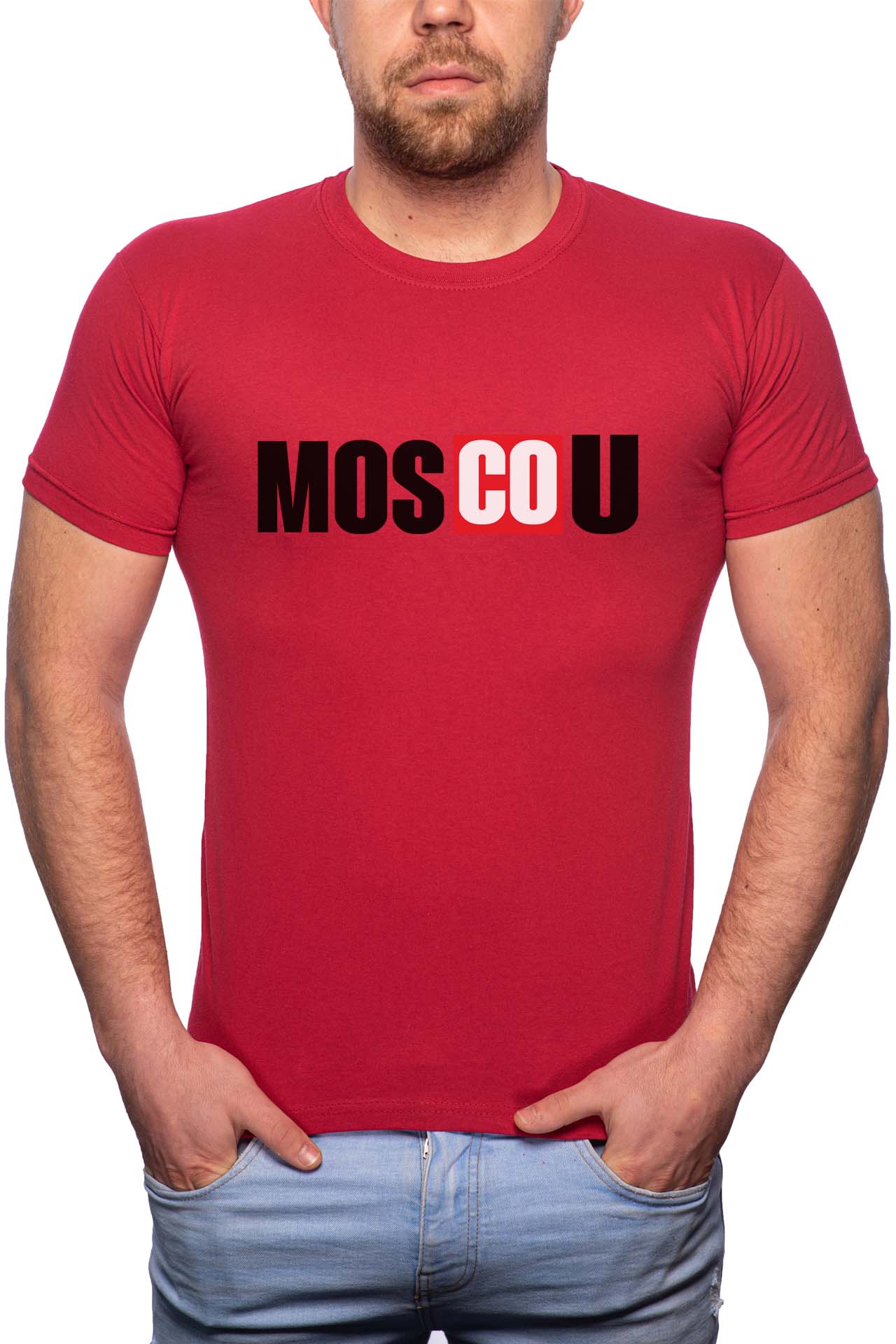 Tricou barbati, La Casa De Papel - Moscow, 100% Bumbac, GR148, Rosu Bordeaux