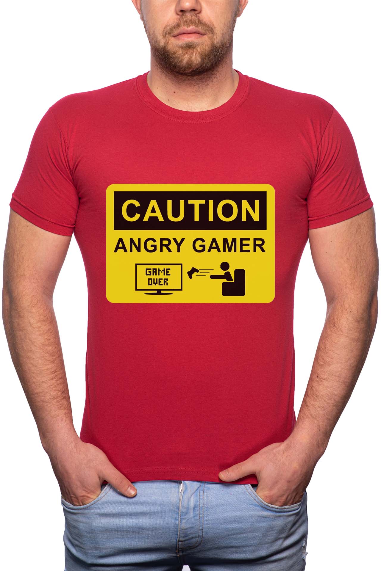 Tricou barbati, Angry Gamer, 100% Bumbac, GM157, Rosu Bordeaux