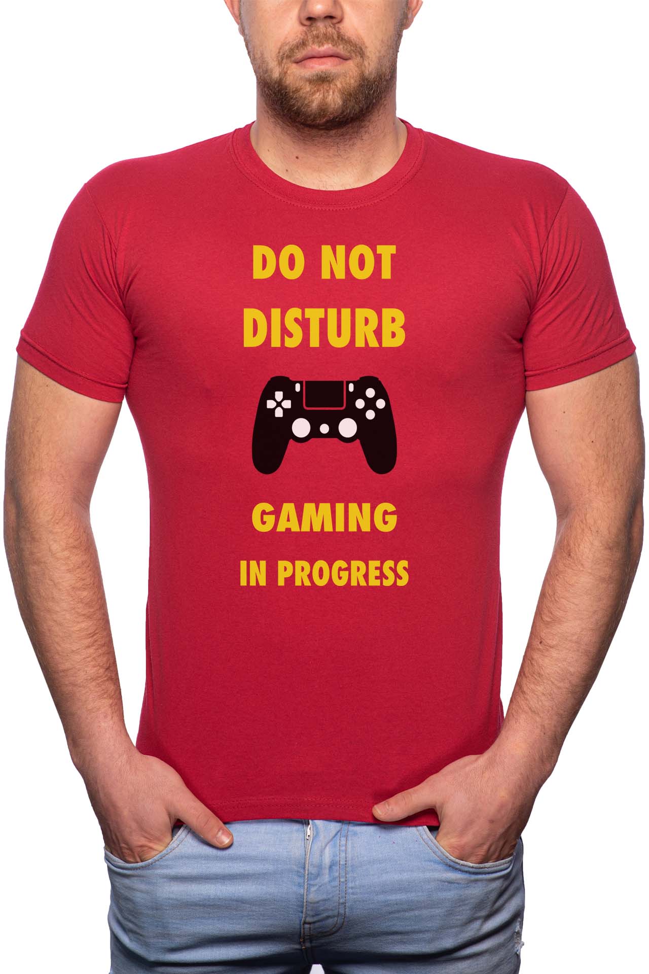 Tricou barbati, Do Not Disturb, 100% Bumbac, G158, Rosu Bordeaux