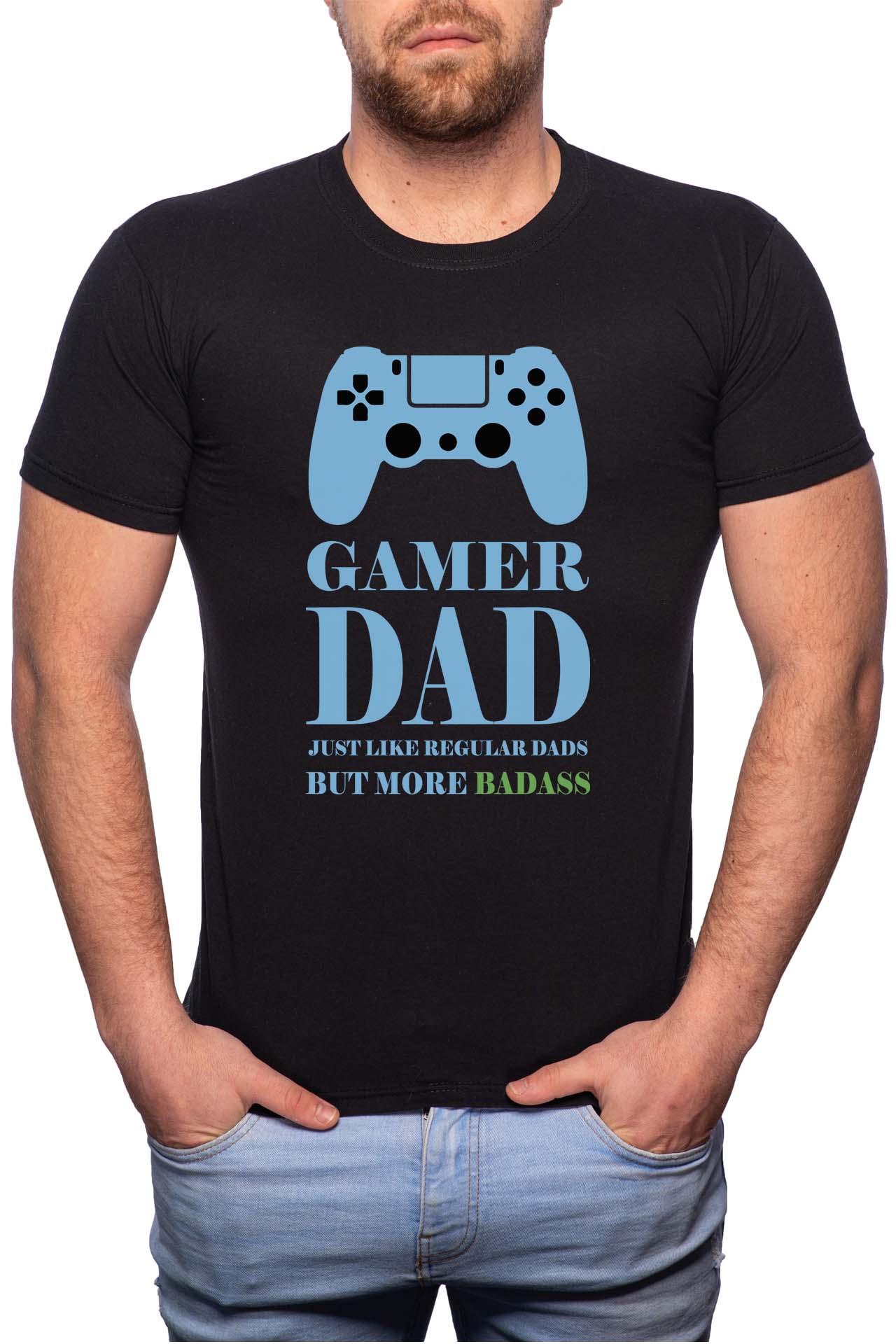 Tricou barbati, Gamer Dad, 100% Bumbac, GR160, Negru