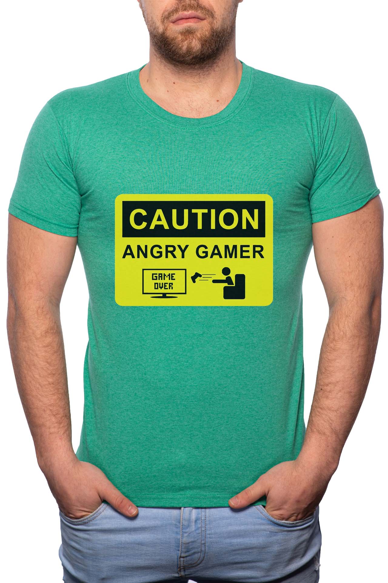 Tricou barbati, Angry Gamer, 100% Bumbac, GM157, Verde