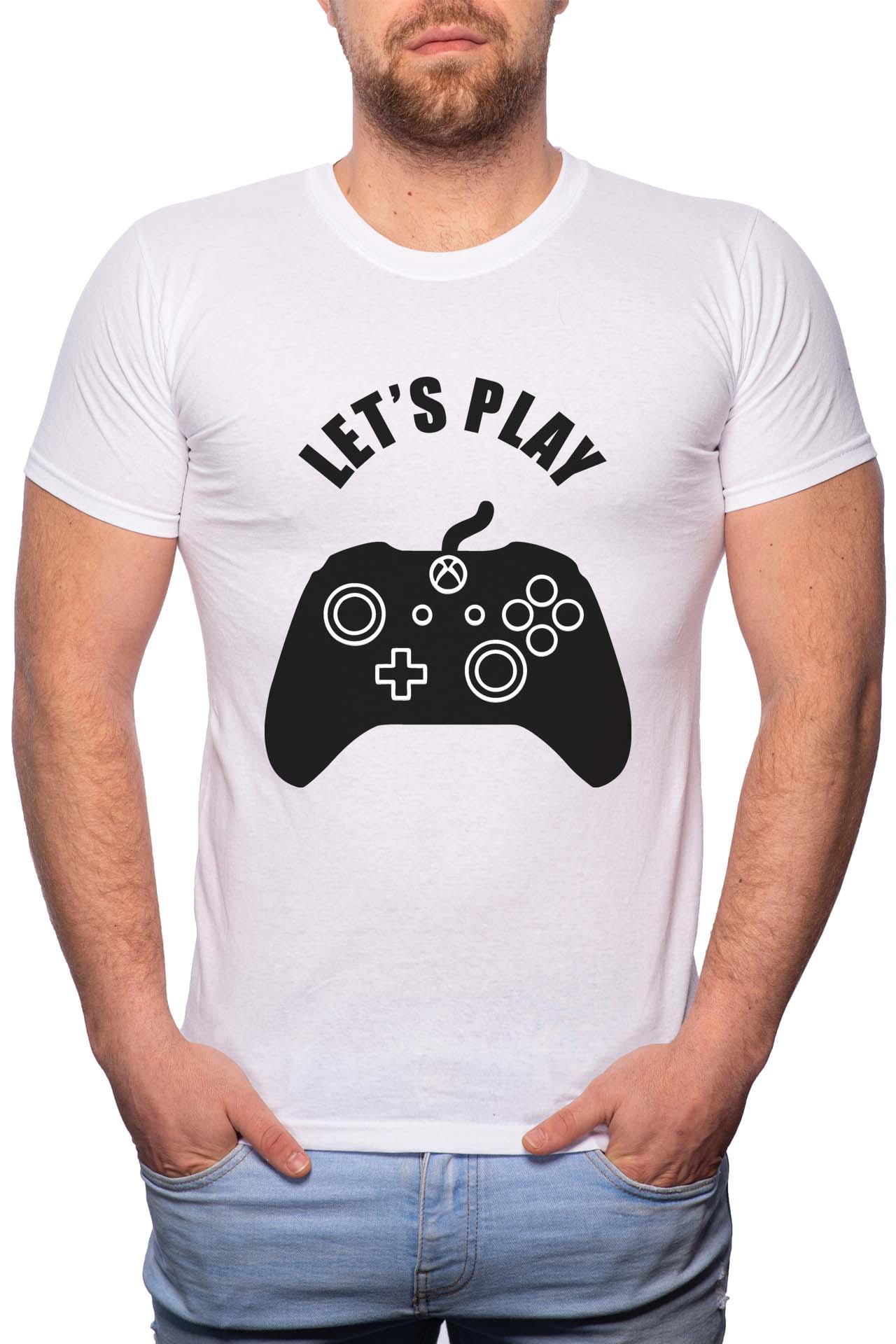 Tricou barbati, Let's Play, 100% Bumbac, GM164, Alb