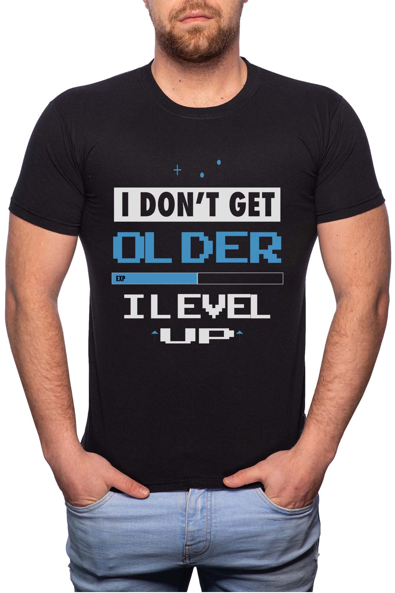 Tricou barbati, I Level Up, 100% Bumbac, W159, Negru