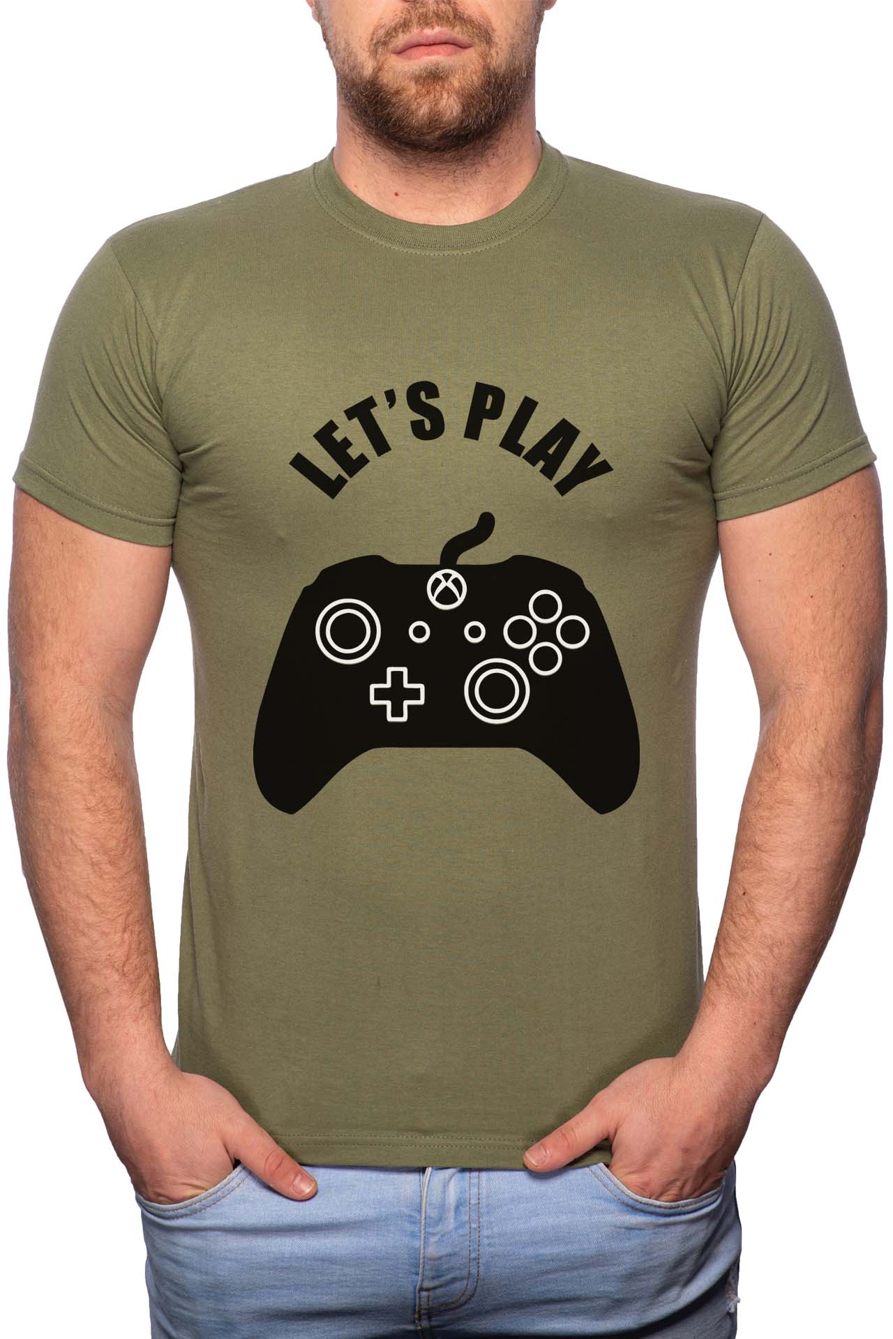 Tricou barbati, Let's Play, 100% Bumbac, GM164, Verde militar