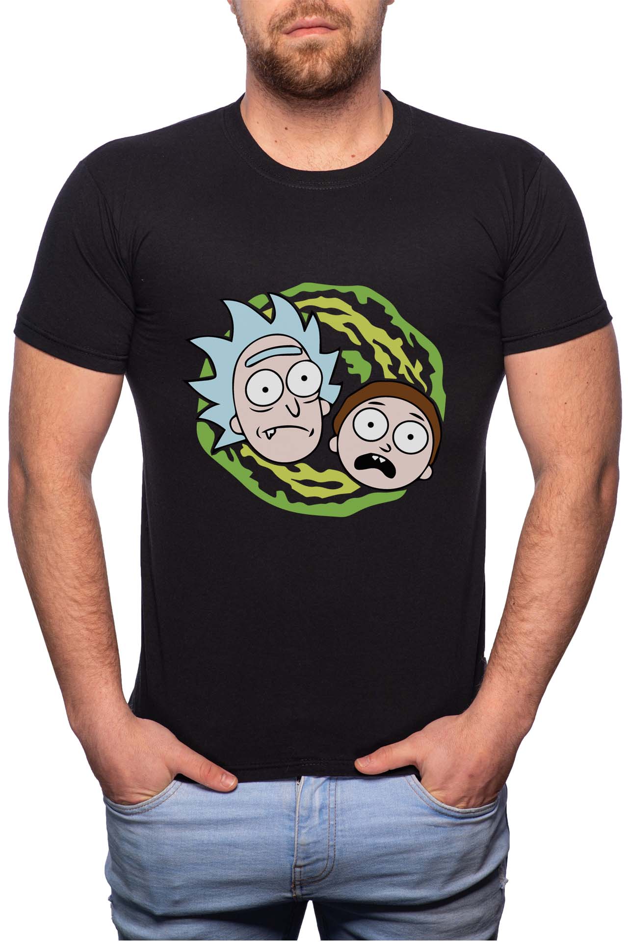 Tricou barbati, Rick And Morty, 100% Bumbac, R169, Negru