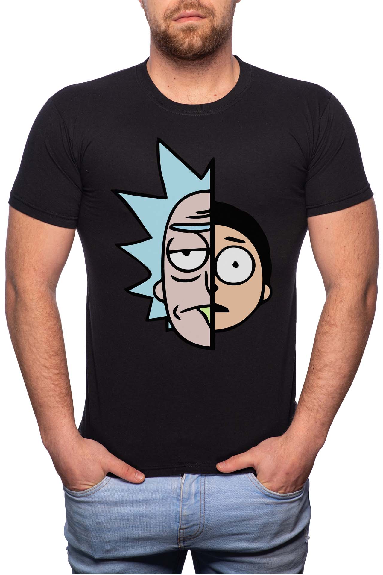 Tricou barbati, Rick And Morty, 100% Bumbac, GR170, Negru