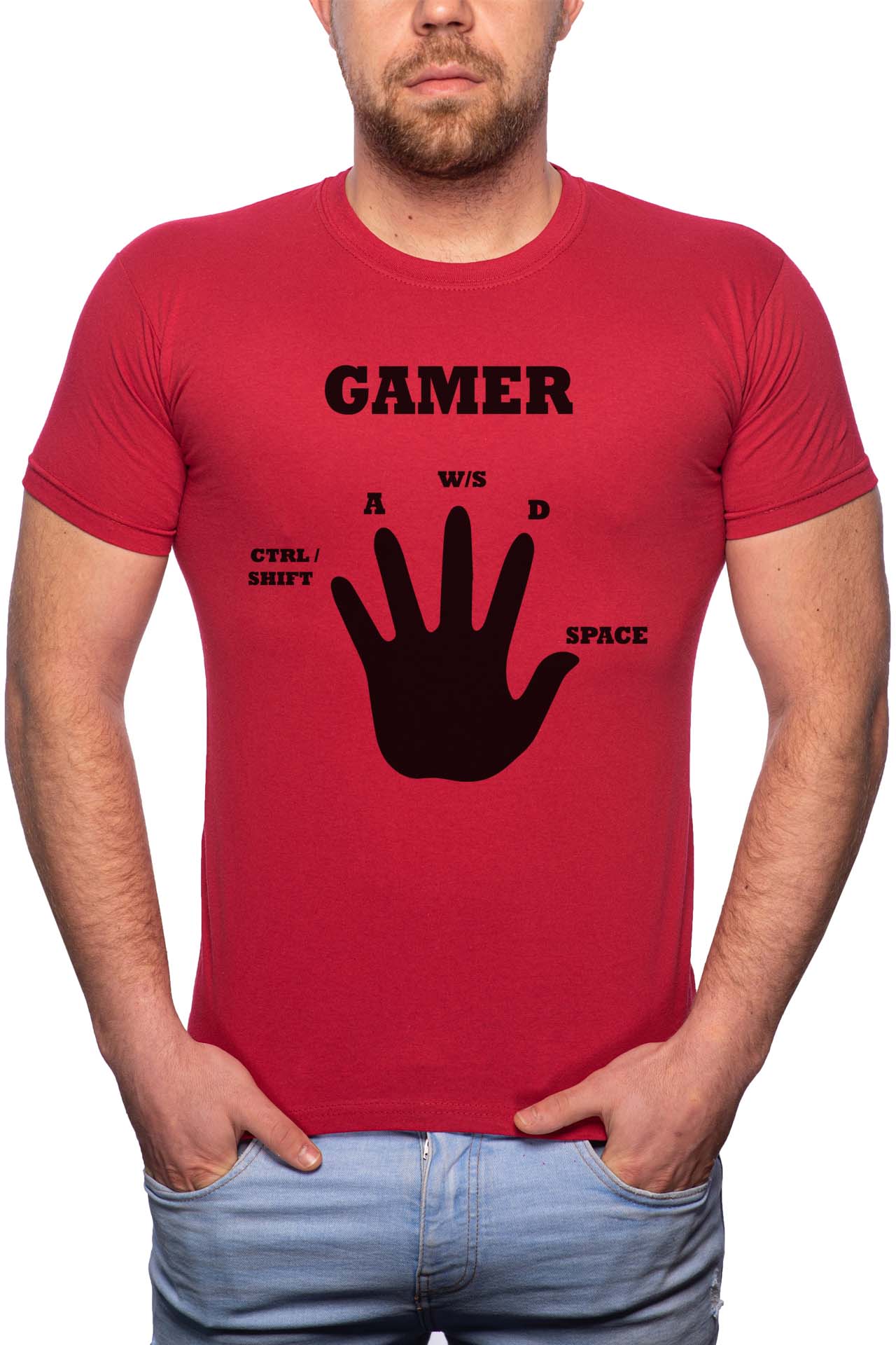 Tricou barbati, Gamer Hand, 100% Bumbac, GM165, Rosu Bordeaux