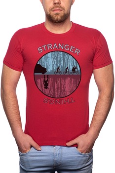 Tricou barbati, Stranger Things - Forest, 100% Bumbac, GR175, Rosu Bordeaux