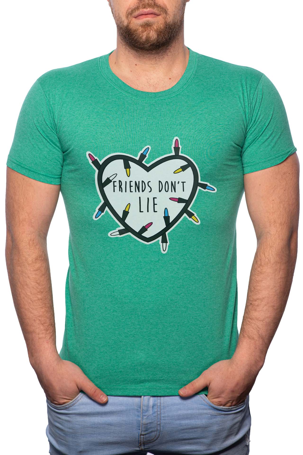 Tricou barbati, Friends Don't Lie, 100% Bumbac, G176, Verde