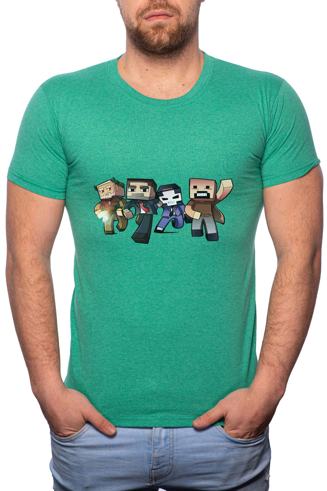 Tricou barbati, MineCraft, 100% Bumbac, GR178, Verde