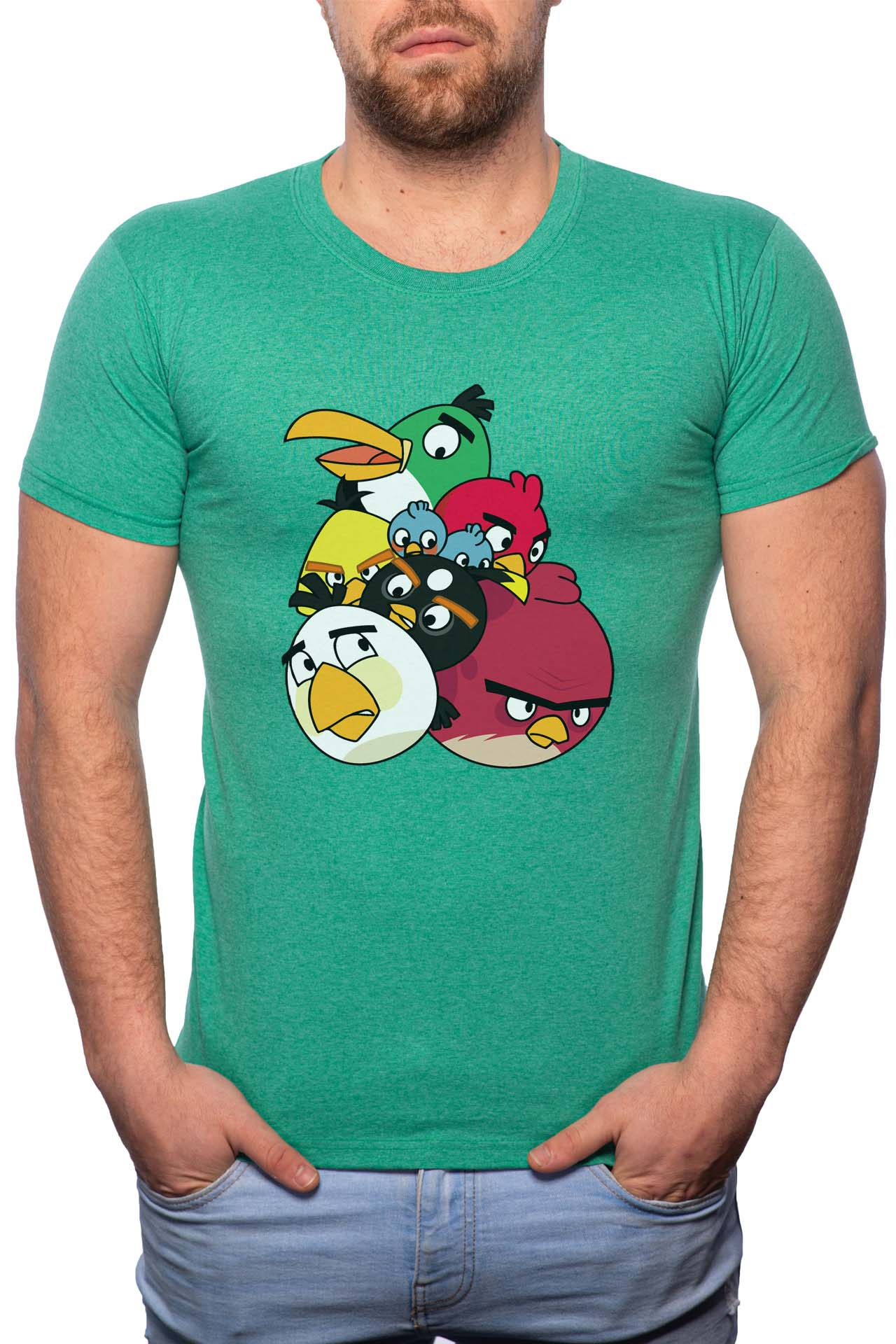 Tricou barbati, Angry Birds, 100% Bumbac, GR181, Verde