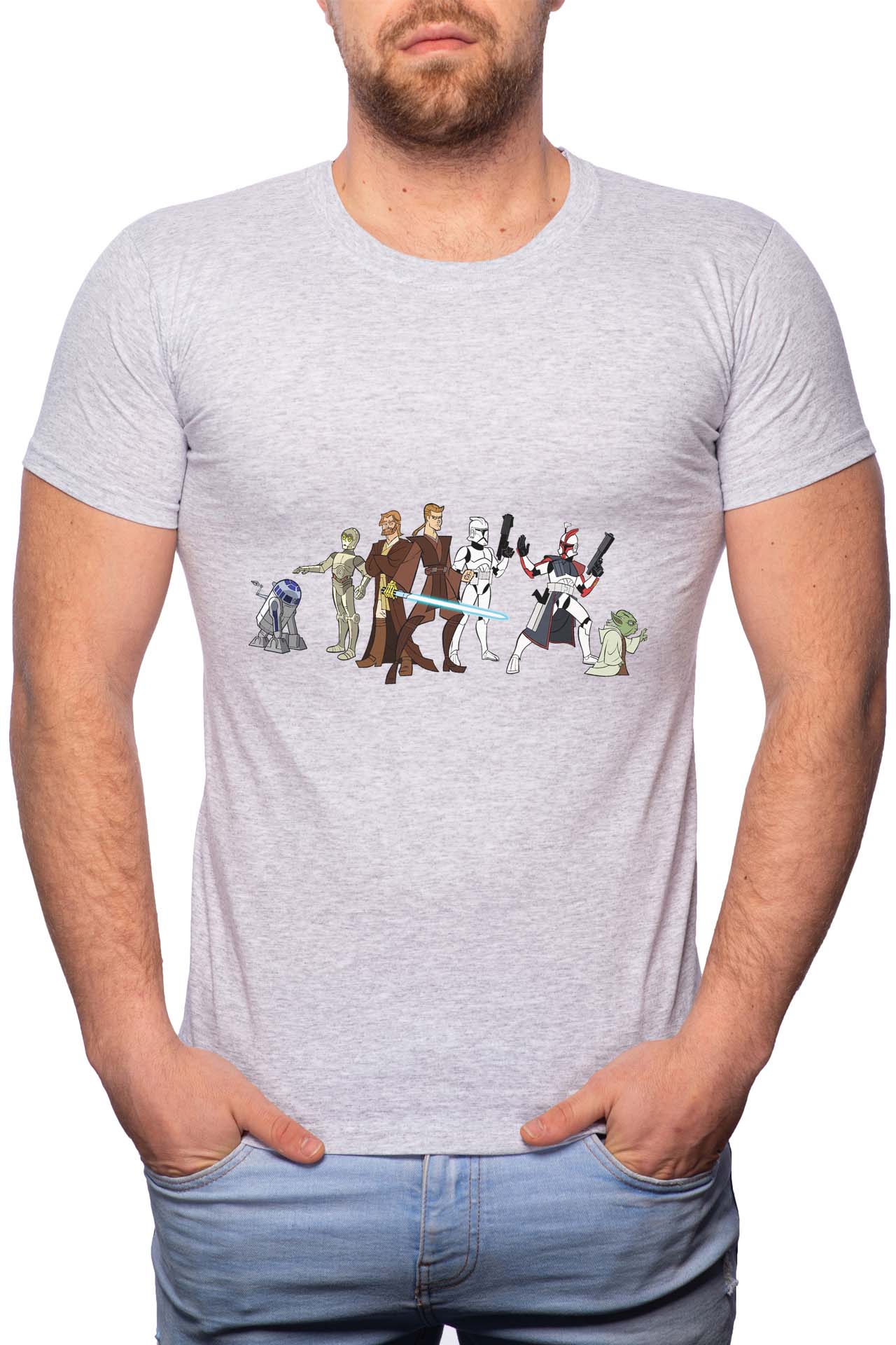Tricou barbati, Star Wars, 100% Bumbac, GM184, Gri