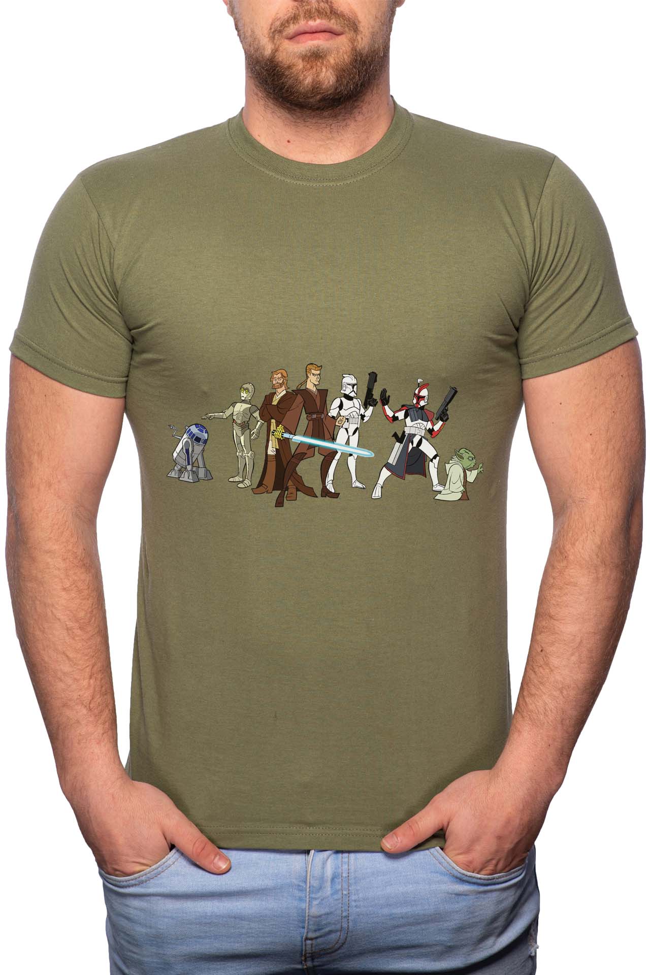 Tricou barbati, Star Wars, 100% Bumbac, GM184, Verde militar