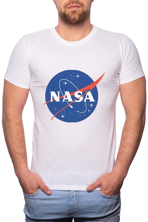 Мъжка тениска, Nasa, 100% памук, W188, бяла, L