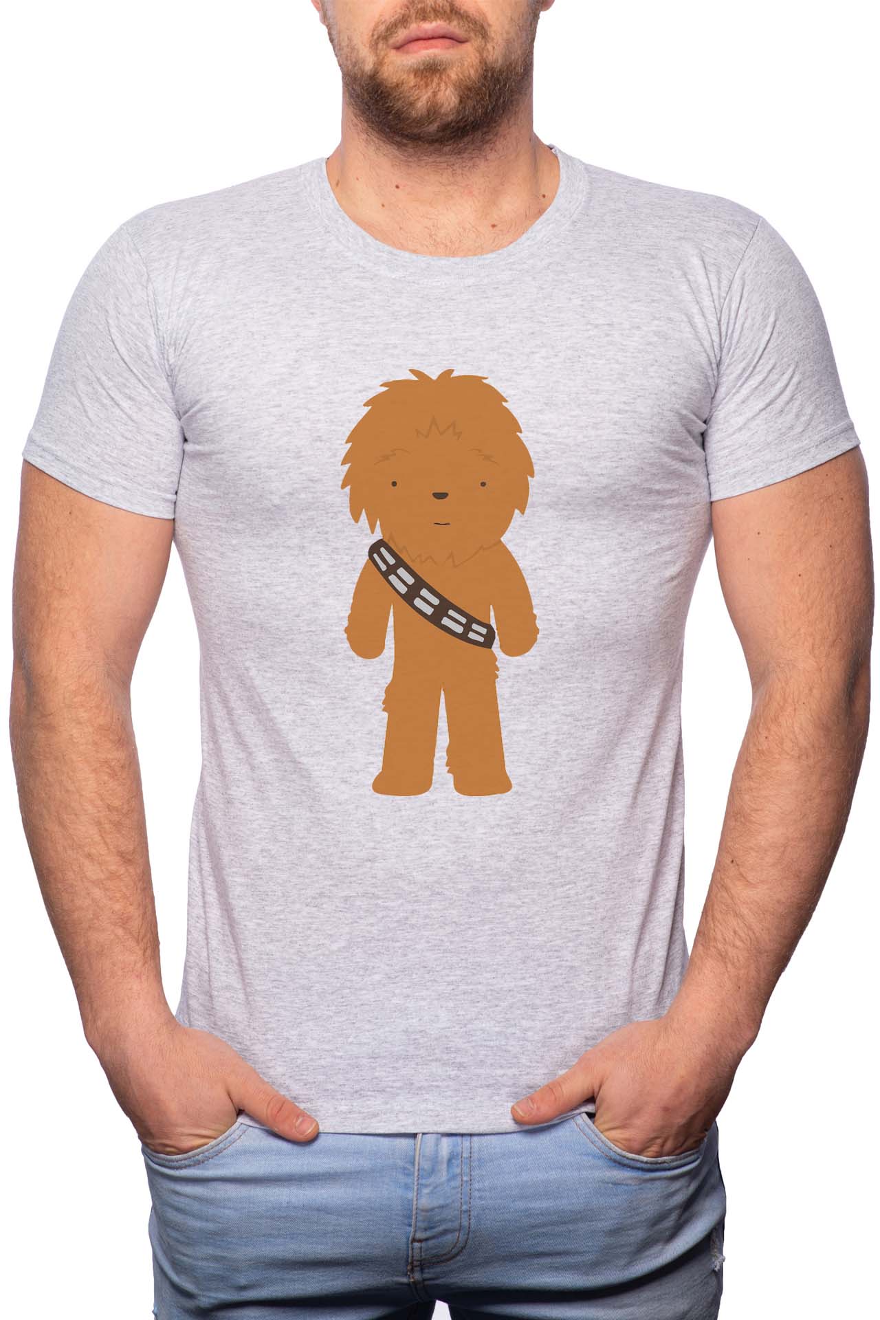 Tricou barbati, Chewbacca, 100% Bumbac, GM186, Gri