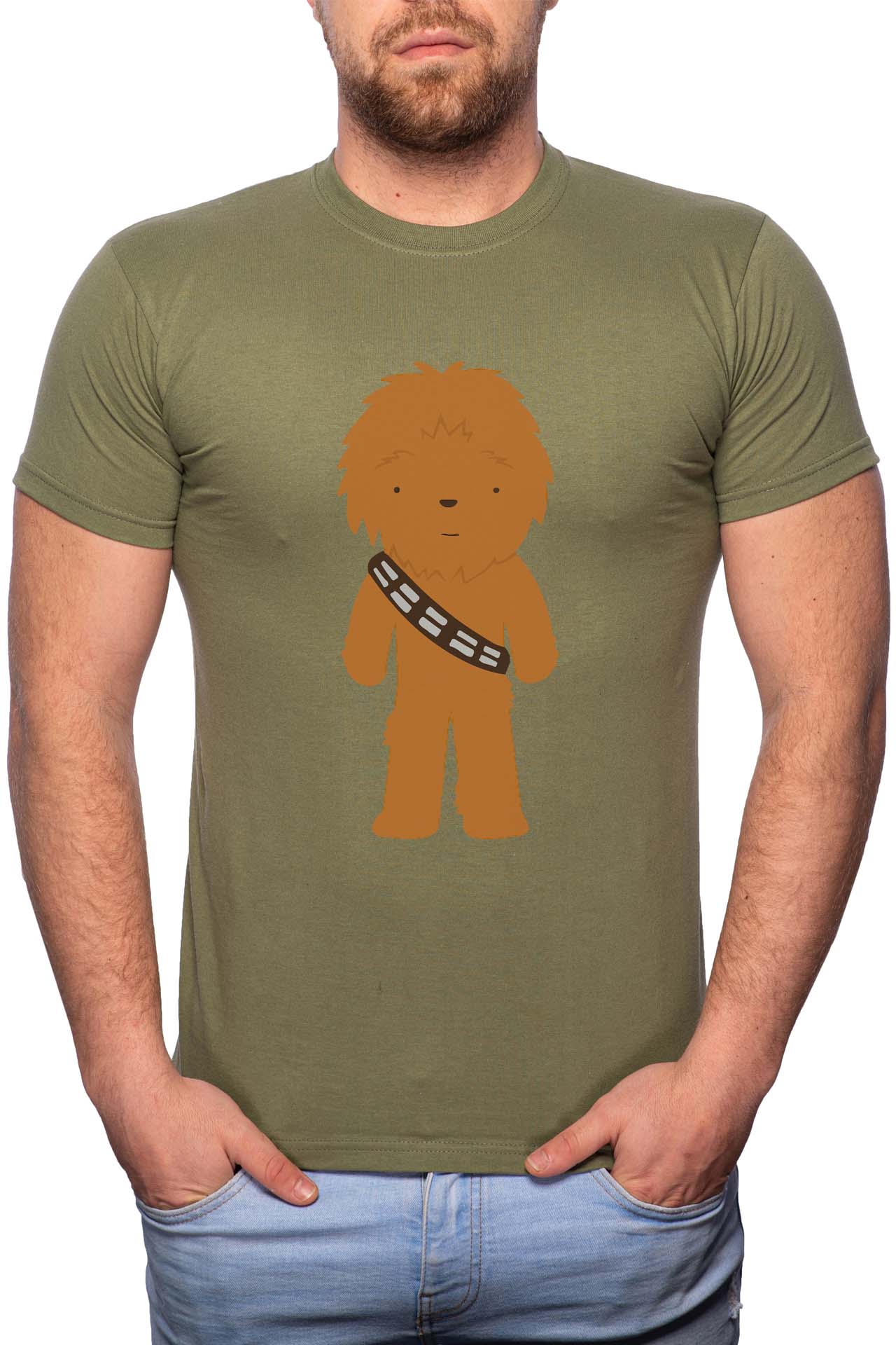 Tricou barbati, Chewbacca, 100% Bumbac, GM186, Verde militar