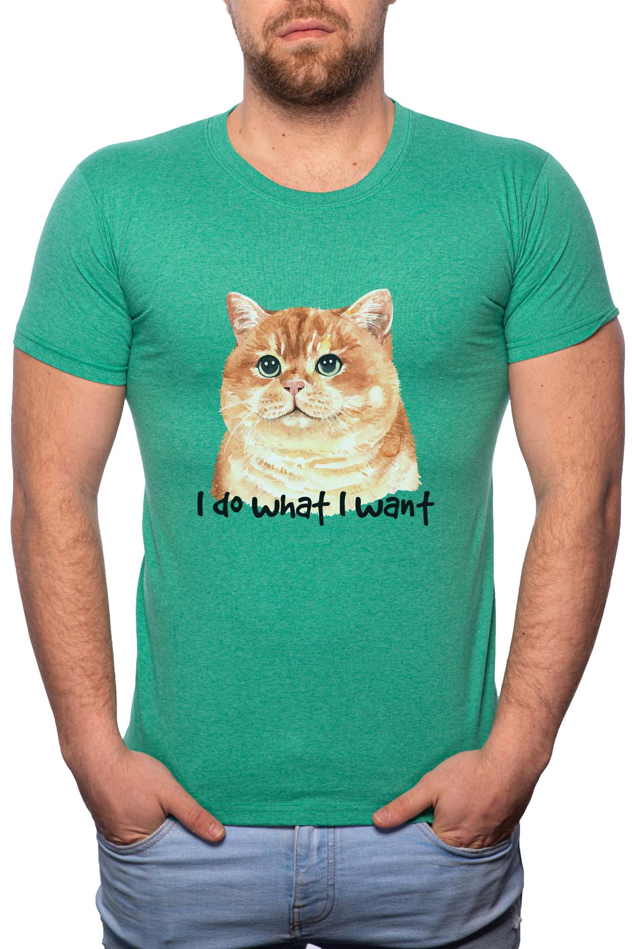 Tricou barbati, I Do What I Want, 100% Bumbac, W199, Verde