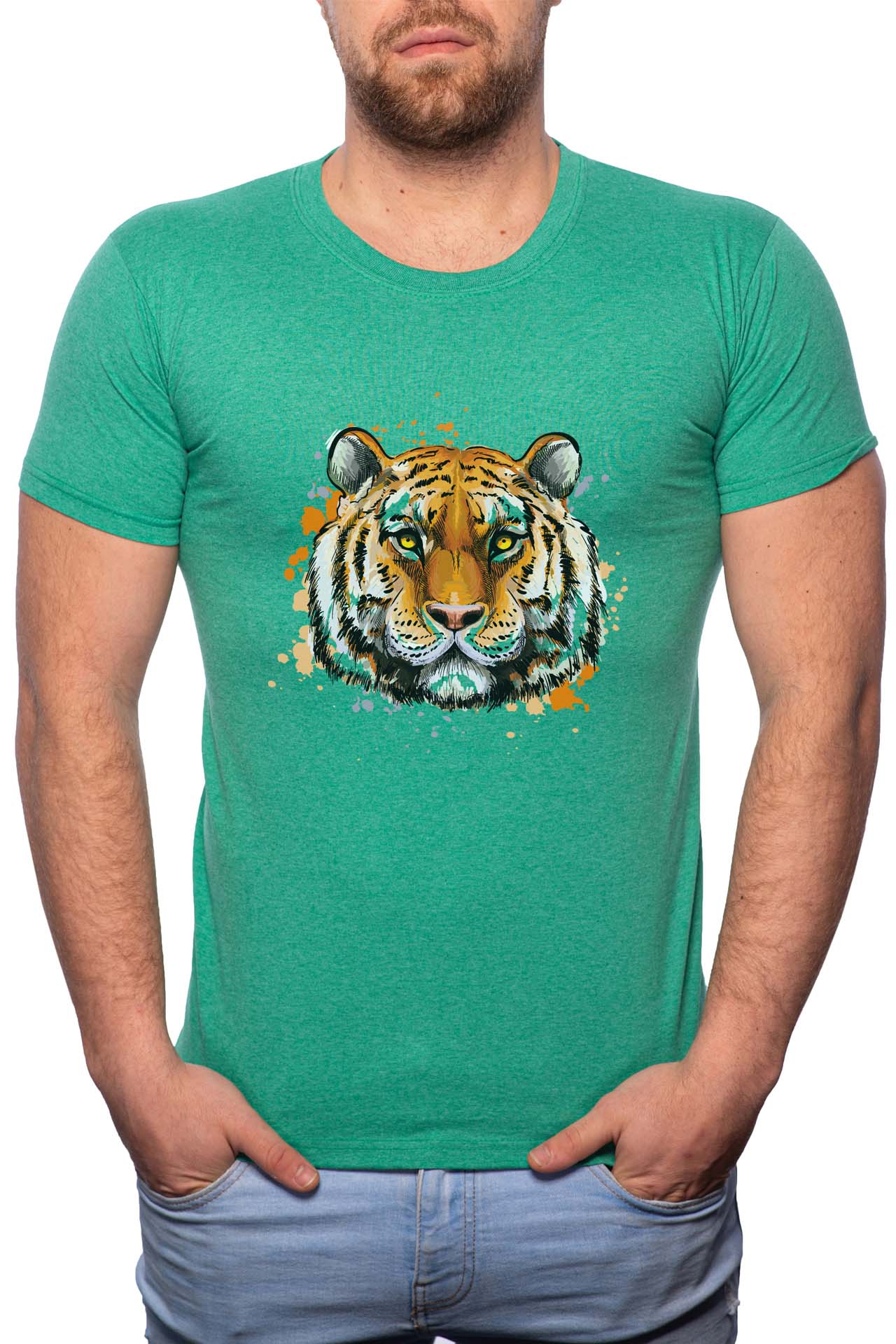Tricou barbati, Lion, 100% Bumbac, B200, Verde