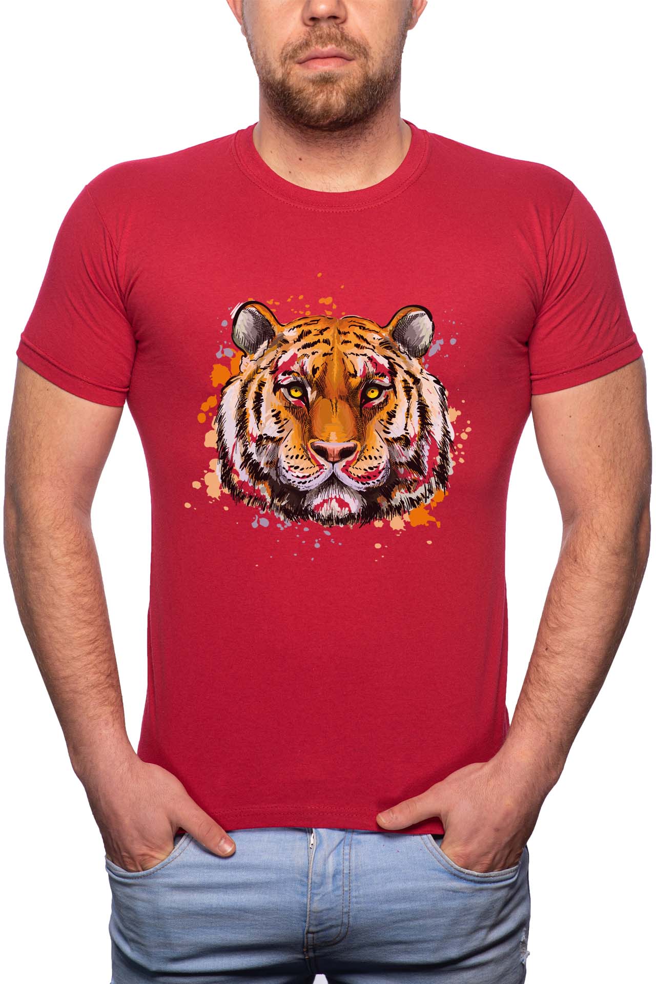 Tricou barbati, Lion, 100% Bumbac, B200, Rosu Bordeaux